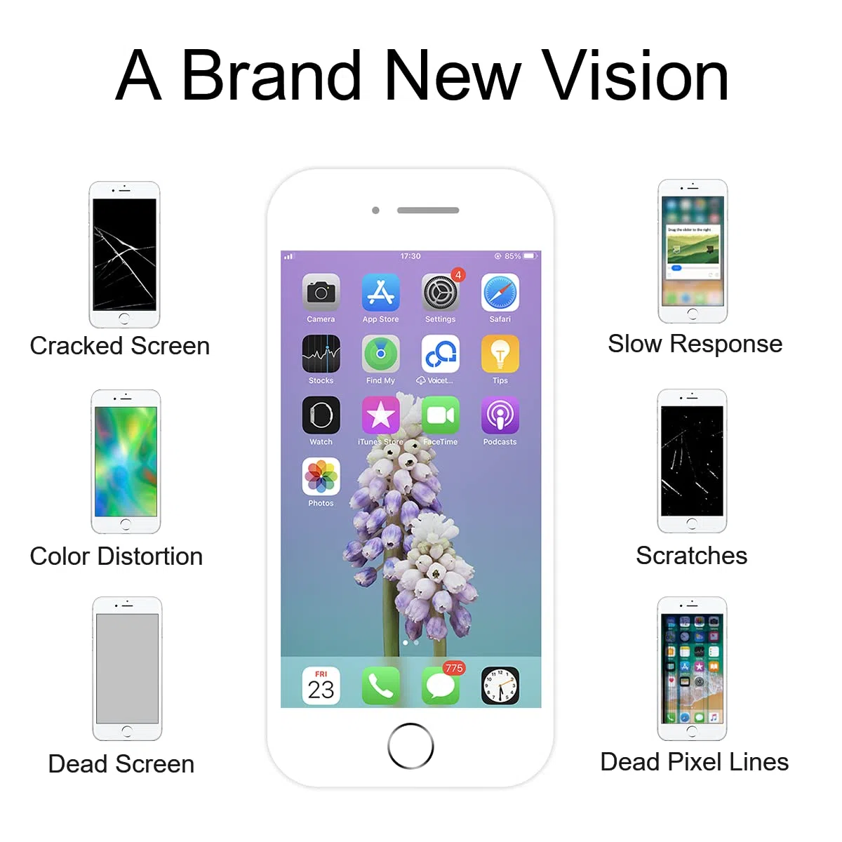 Display per iPhone 8 Plus Schermo, 5,5 Pollici LCD Sostituzione Touch Screen Vetro Schermo Kit Completo Parti di Ricambio con Strumenti di Riparazione (Bianco)