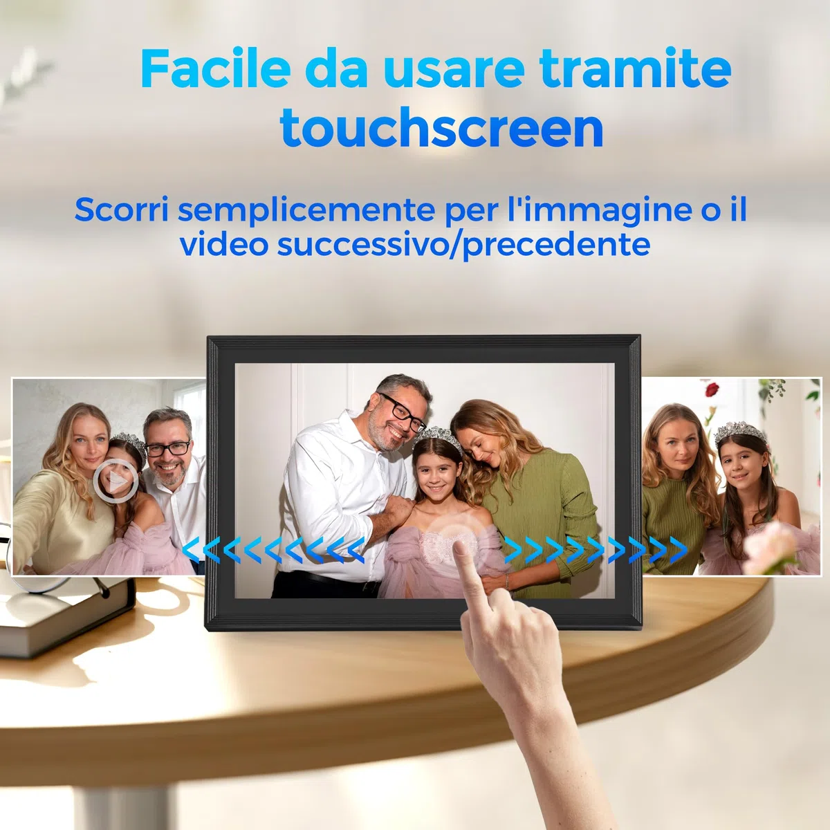Saaf Cornice Digitale – Touchscreen 10,1" – Wifi & App ‘Uhale’ – 64GB Memoria (32GB Interna + 32GB SD) – Cornice Digitale – Nero – Facile da Usare
