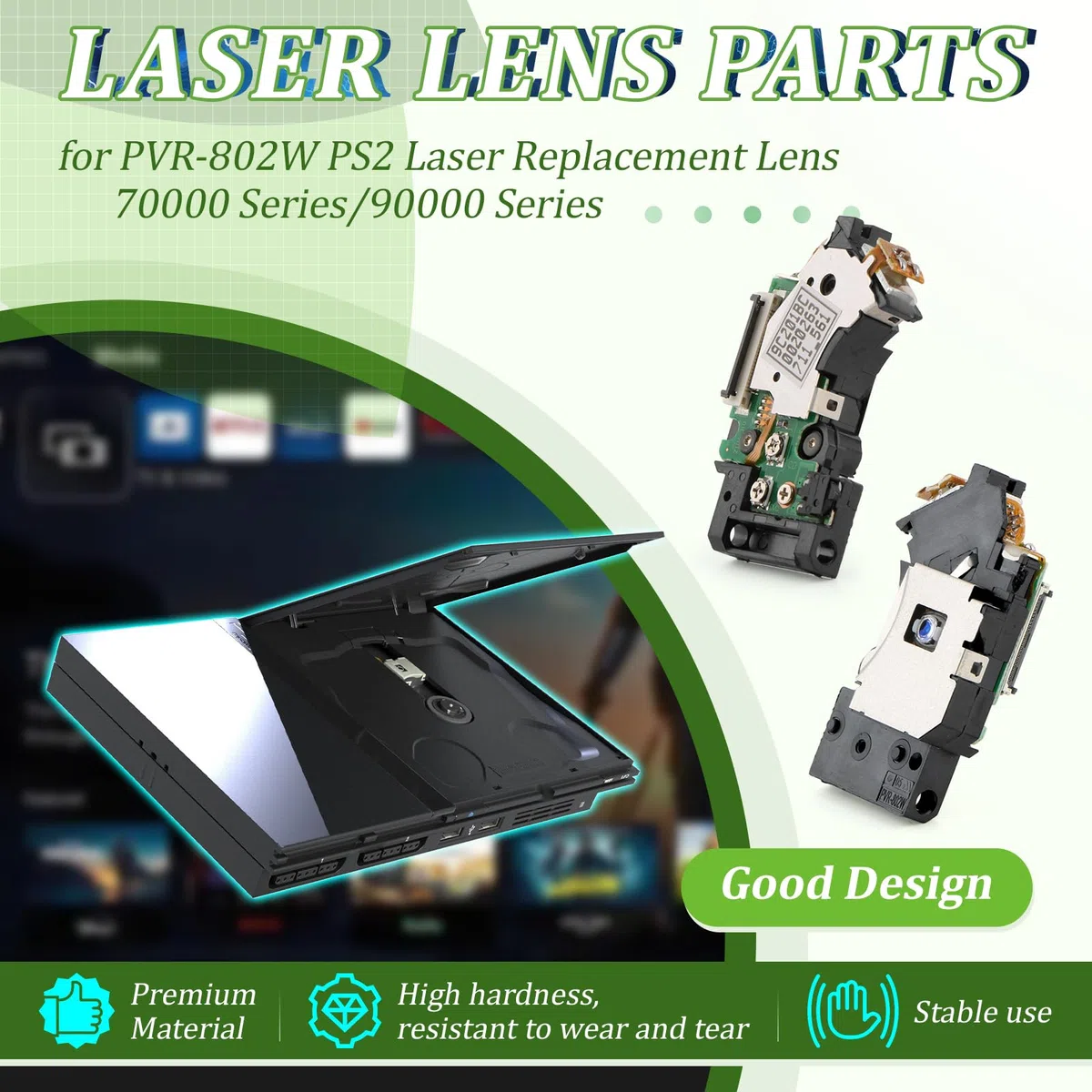 RongZy PVR-802W Laser Lens for PS2 Slim 7W 9W Lente Laser di Ricambio per PS2 Slim Lente Laser Console Ricambio Sostitutiva con Strumenti di Riparazione