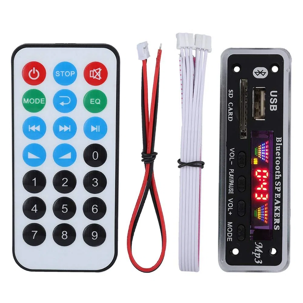 Tonysa Modulo Scheda di decodifica Bluetooth 5.0 DC 5V / 12V Bluetooth AUX SD FM Radio Lossless MP3 / WMA/WAV/FLAC/Ape Modulo Scheda di decodifica, Display a Colori(Nero)