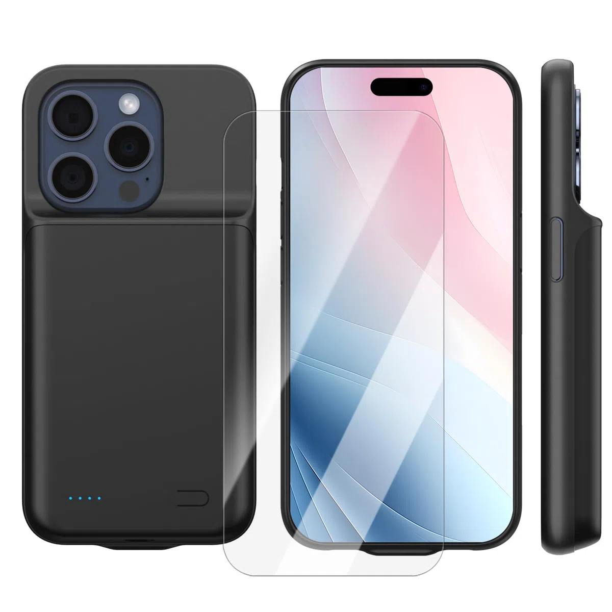 Custodia con Batteria per iPhone 15 Pro (6,1"), Caricabatterie Portatile da 8500 mAh, Ultra Sottile con Batteria Estesa e Custodia Protettiva con Funzione di Ricarica per iPhone 15 Pro - Nero