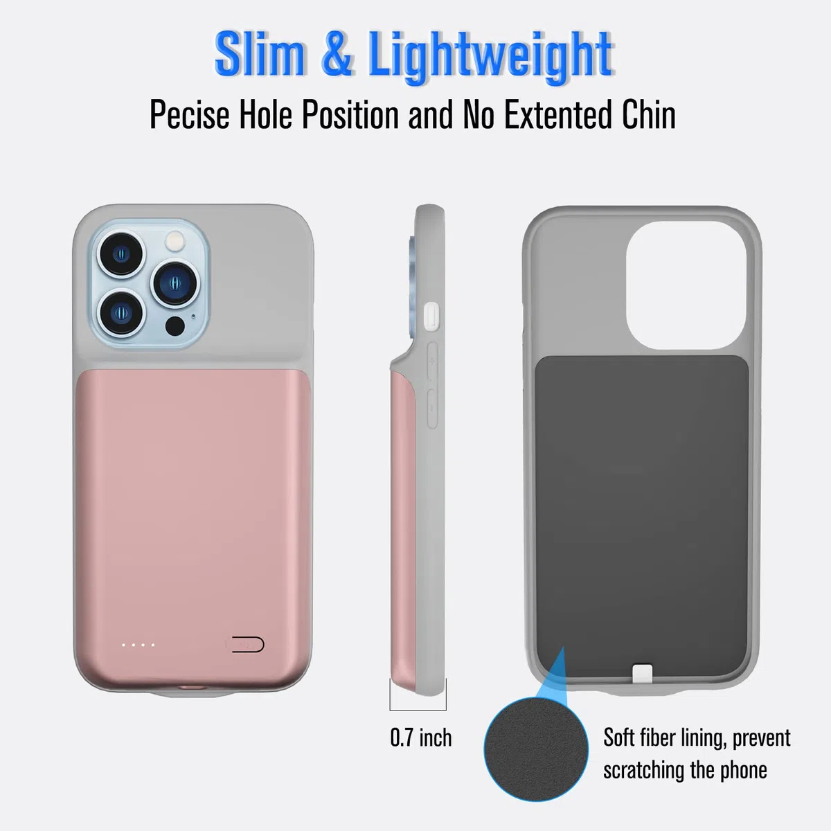 Custodia Per Batteria iPhone 13 Pro Max, 5000mah Custodia Caricabatterie Portatile Per iPhone 13 Pro Max, Batteria Estesa Intelligente Ricaricabile Protettiva (6,7 Pollici) (Rosa)