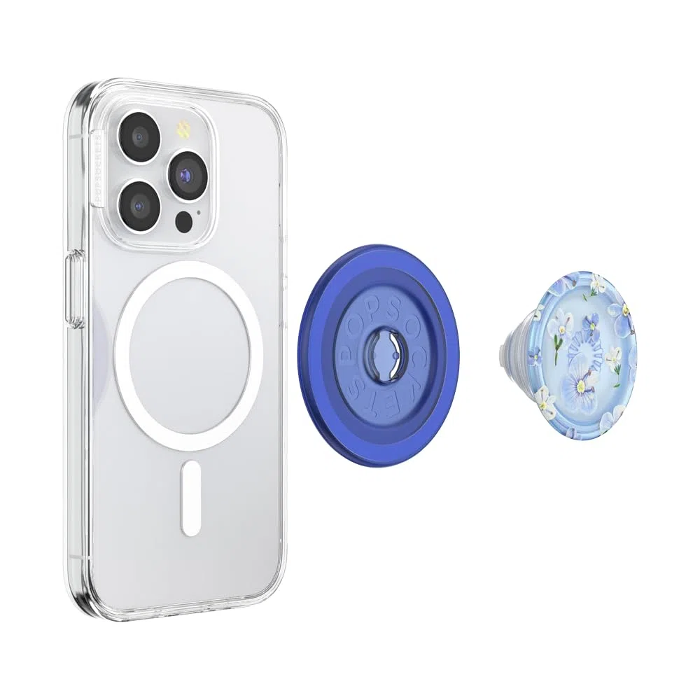 PopSockets Impugnatura rotonda compatibile con MagSafe, anello adattatore incluso, supporto per telefono, compatibile con ricarica wireless - Blue Fields
