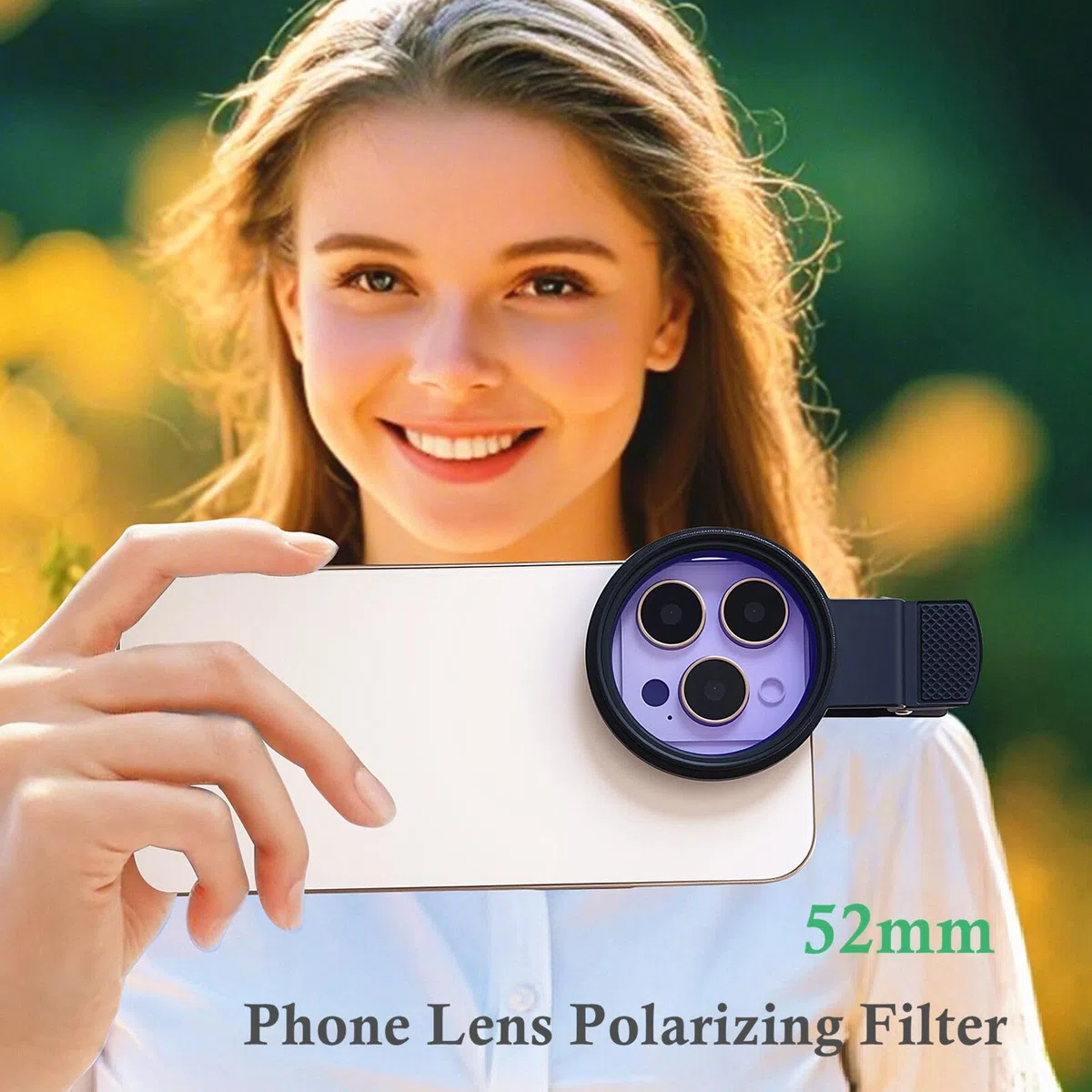 52mm Clip-on CPL Telecamera Lente Filtro, CPL Filtro per iPhone 14 13 12 11, Samsung BLU, Motorola, Xiaomi e altri telefoni intelligenti