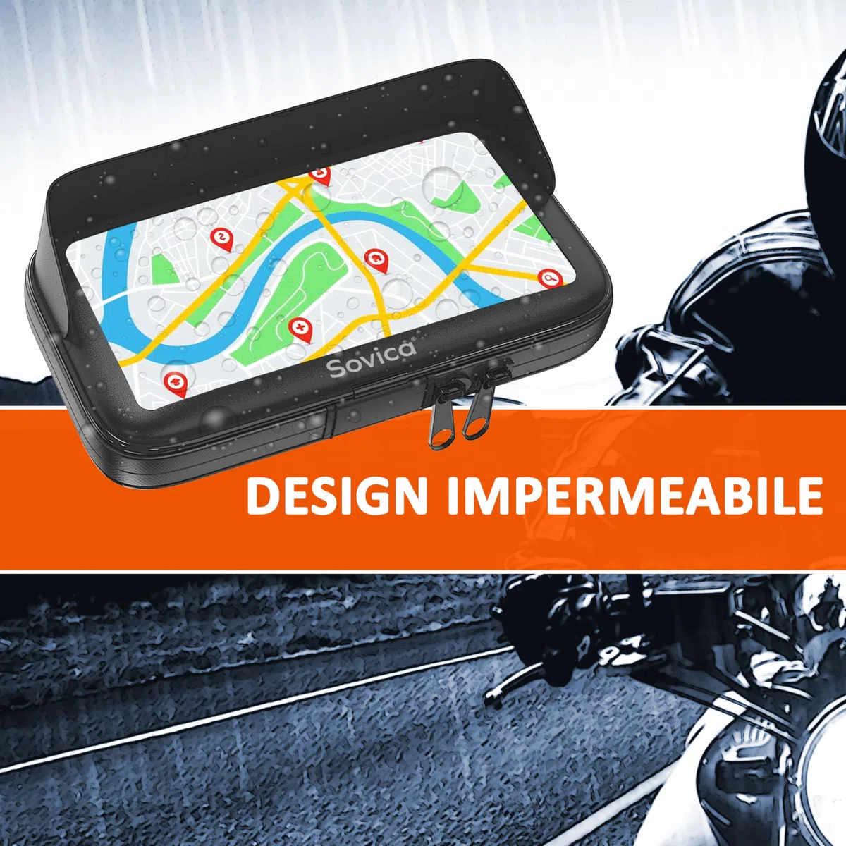 Porta cellulare moto impermeabile con visiera antiriflesso – Protegge lo smartphone da pioggia e vibrazioni – Ideale per viaggi lunghi e tragitti quotidiani – Compatibile con telefoni fino a 7.5"