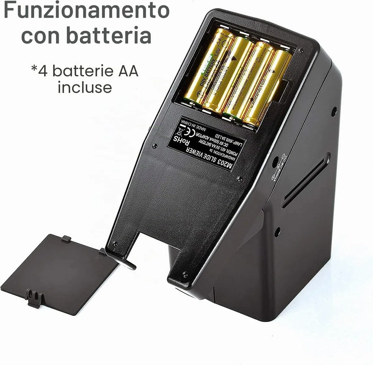 35 mm, ingrandimento 3x e visualizzazione da tavolo illuminata a LED e funzionamento a batteria, per diapositive da 35 mm e negativi del film positivo (batterie 4AA incluse)