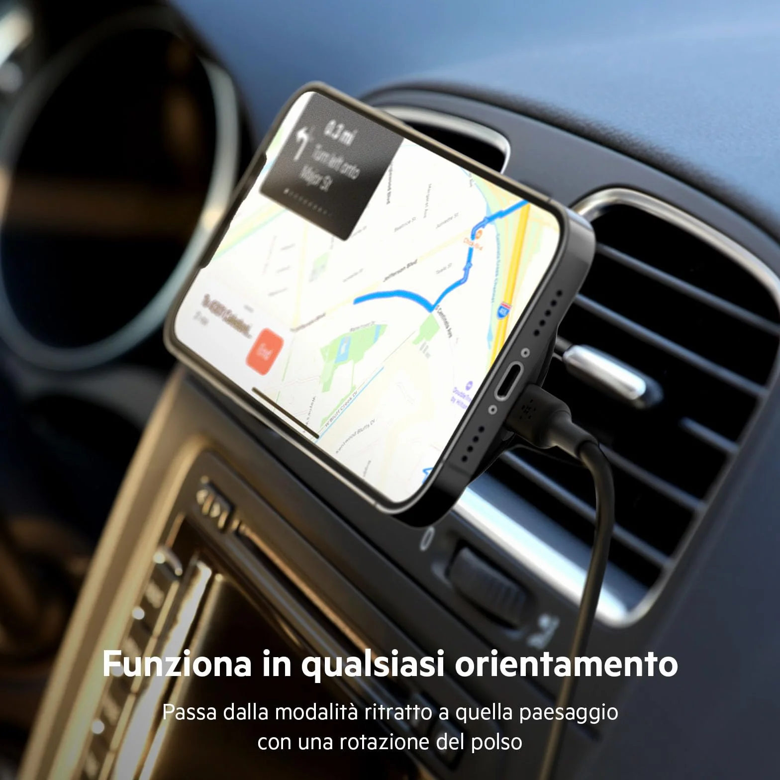 Belkin BoostCharge Supporto da auto magnetico per telefono, compatibile con MagSafe, iPhone 14/14 Plus, 13, 12, Pro, Max, mini, e altri (cavo e caricabatteria wireless inclusi)