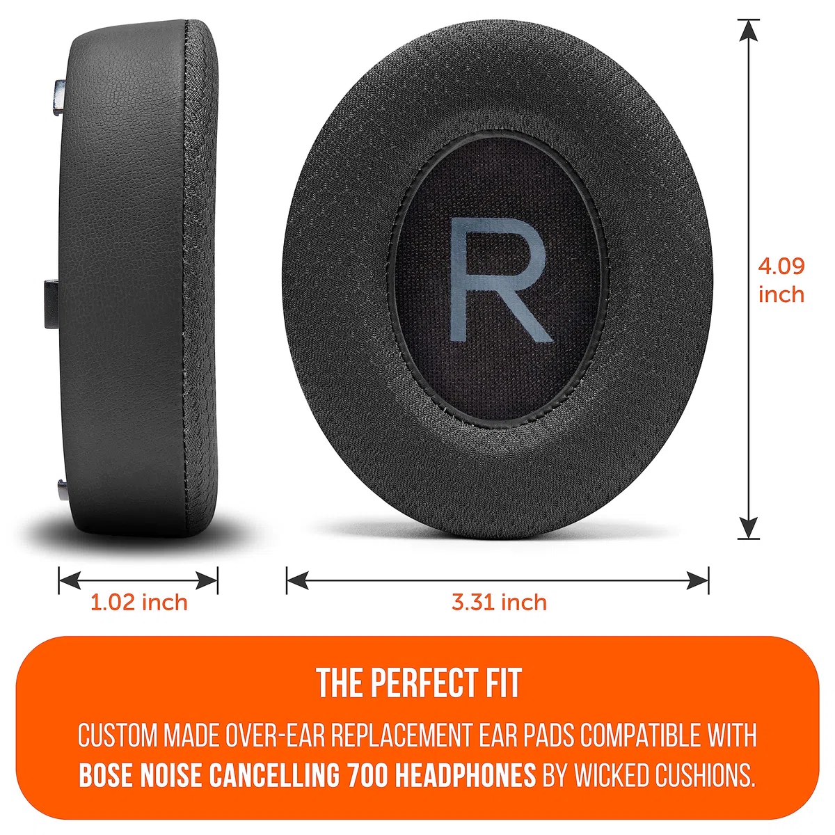 WC FreeZe NC700 - Cuscinetti auricolari in gel di raffreddamento per cuffie Bose Noise Cancelling 700 | Tessuto sportivo traspirante, gel rinfrescante, extra spesso e più fresco più a lungo | Black