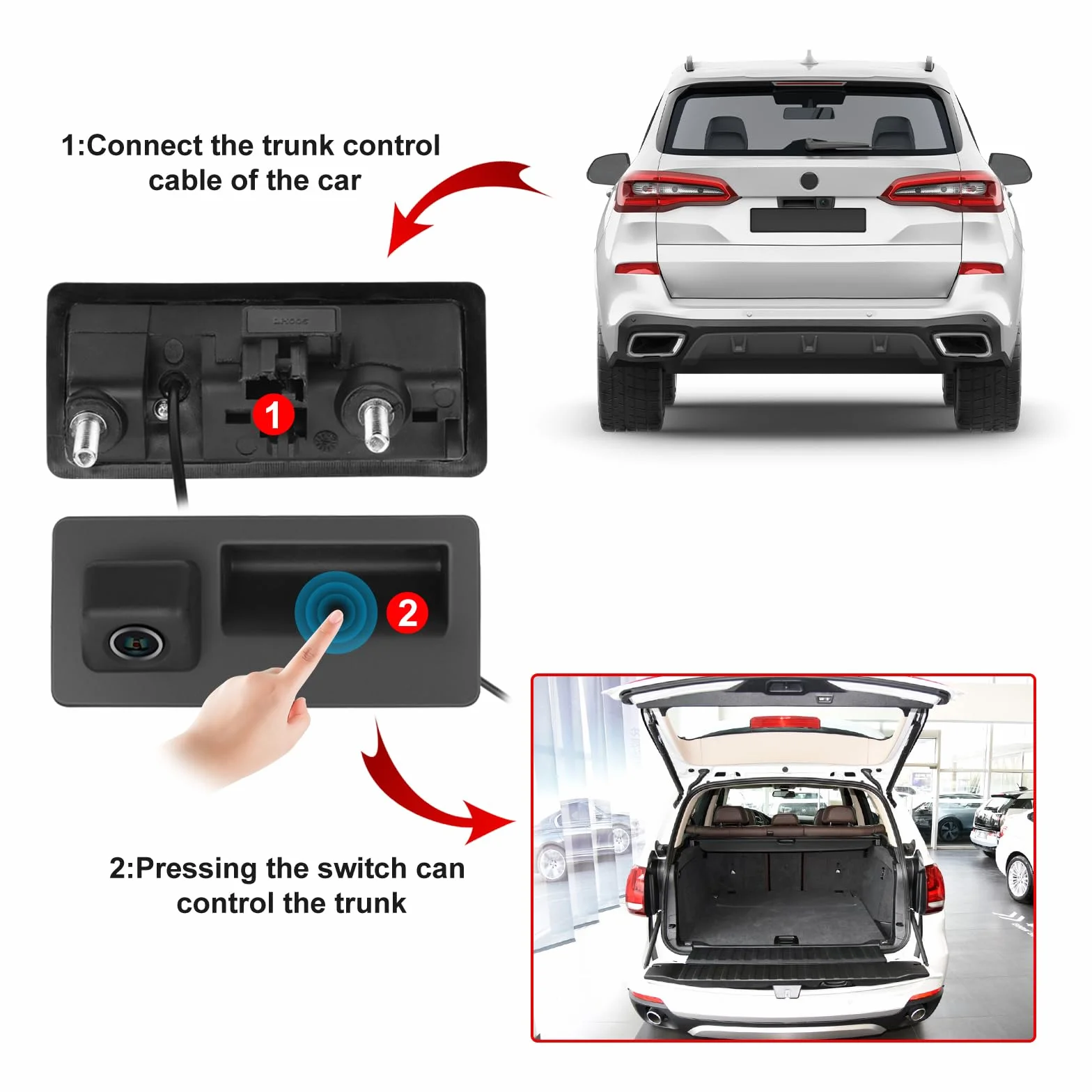Hodozzy 170 Gradi Telecamera Retromarcia per VW/Audi, AHD&CVBS IP67 Impermeabile Visione Notturna Auto Tronco Maniglia Telecamera Posteriore per Auto per Tiguan Passat Sagitar per Audi A6L A5 A4L Q7