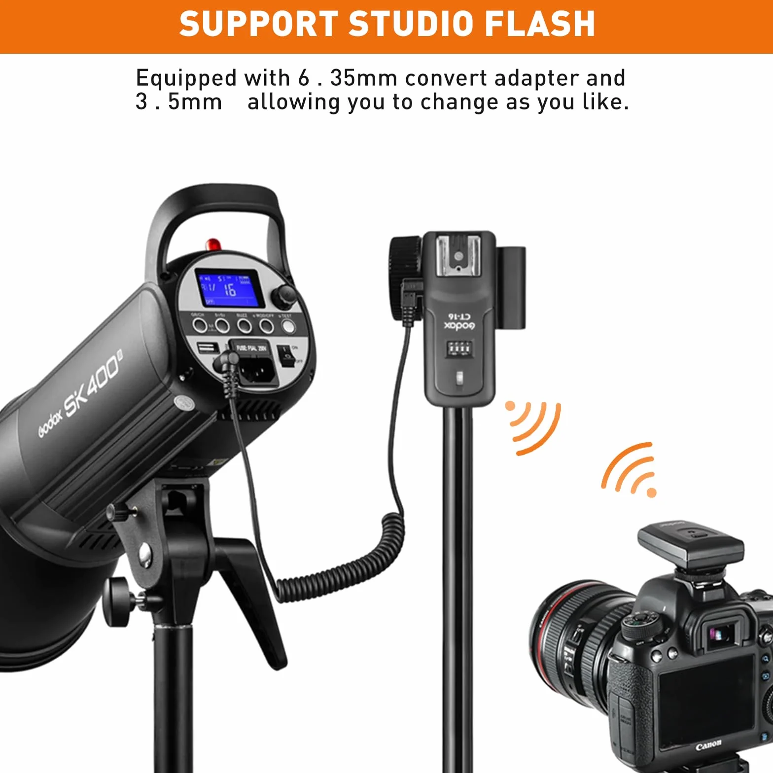 Godox CT-16 - Kit ricevitore radio wireless per Canon Nikon Pentax DSLR Studio
