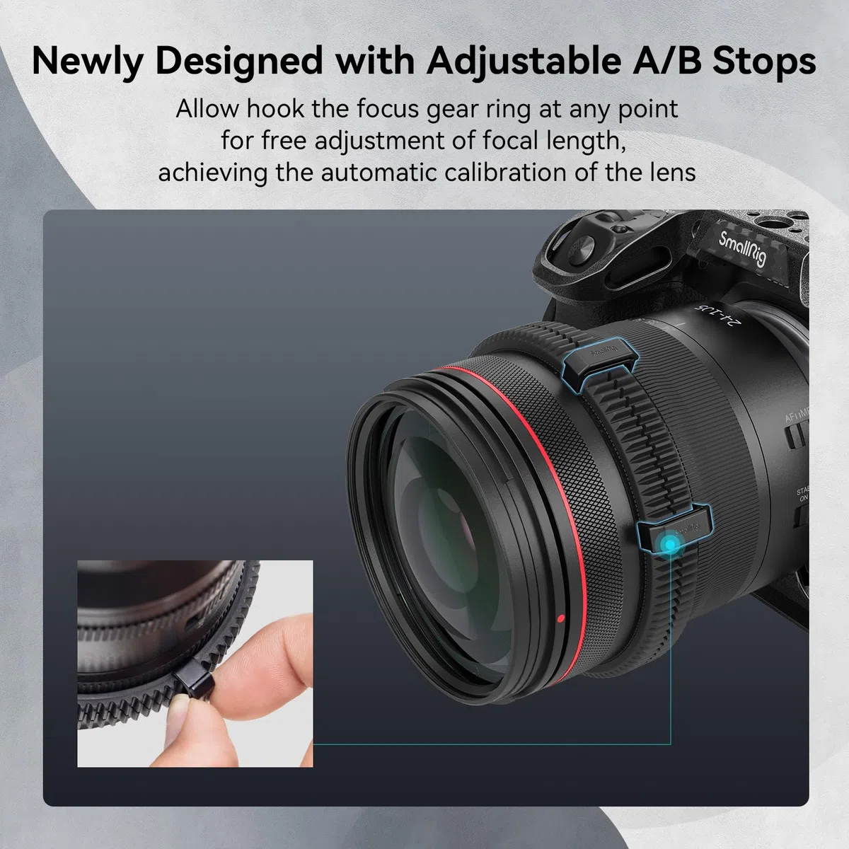 SMALLRIG Seamless Follow Focus Ring Set (7 Pezzi), con AB Stop e Gomma Antiscivolo, Anello Di Messa a Fuoco Standard M0.8, Compatibile con SMALLRIG Follow Focus - 4185