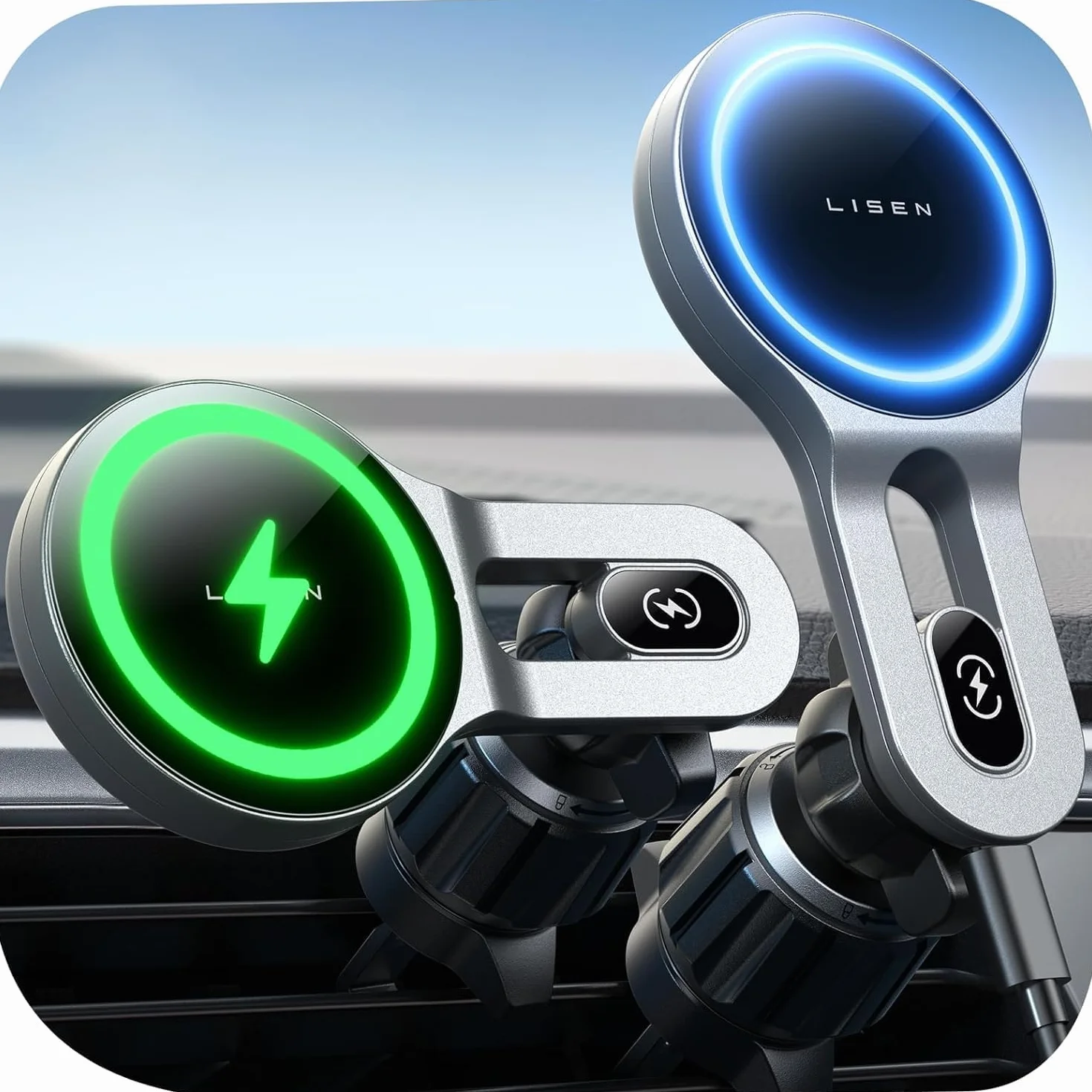 LISEN Caricatore Wireless Magnetico 15W per Auto, Accessori iPhone, Magsafe Supporto Telefono Ricarica per iPhone 16/15/14/13/12/ Samsung