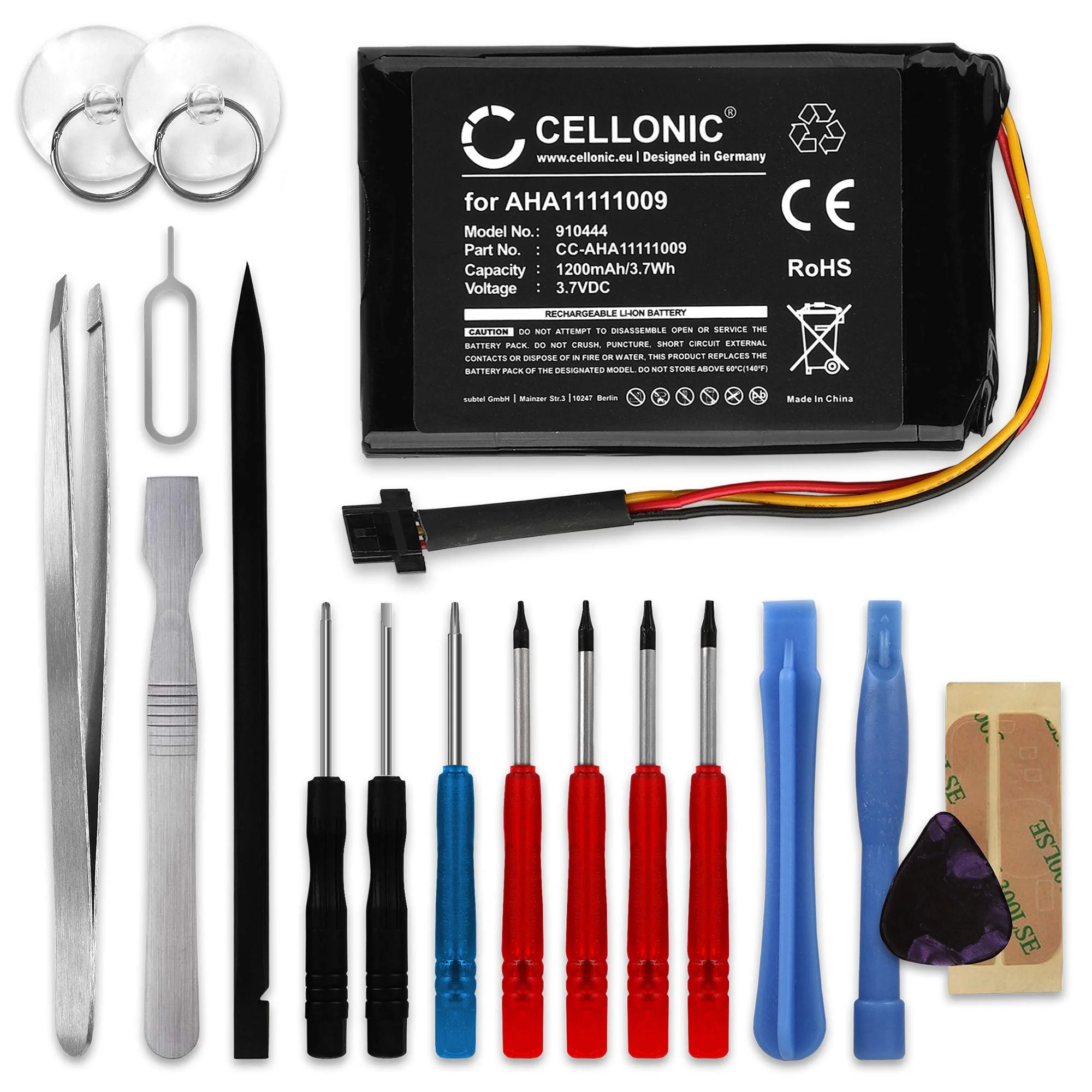 CELLONIC 1x Batteria per Navigatore GPS Compatibile con TomTom Go 600, Go 60, Start 62, VFAS – (1200mAh, 3.7V) + Set di strumenti 17pz