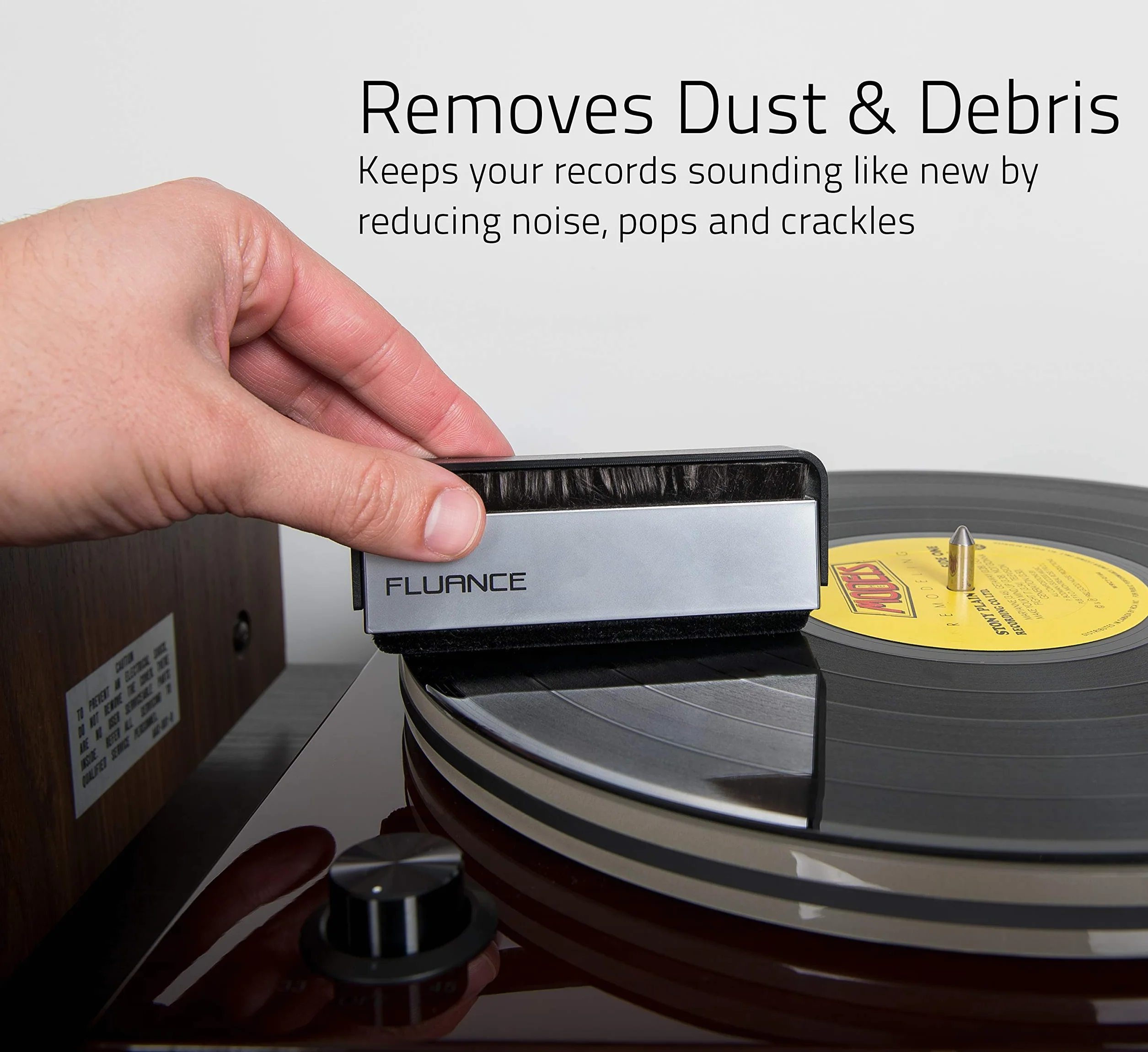 Fluance Kit di pulizia per dischi in vinile e pennino, con spazzola antistatica 2 in 1 in fibra di carbonio e morbido velluto LP e pennello stilo (VB52)
