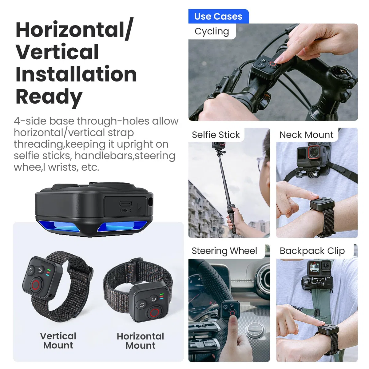 Telecomando Bluetooth Insta360 BT5.1 Tipo-C Impermeabile 50 m 96 h Resistenza Smartphone Fotocamera Accessori