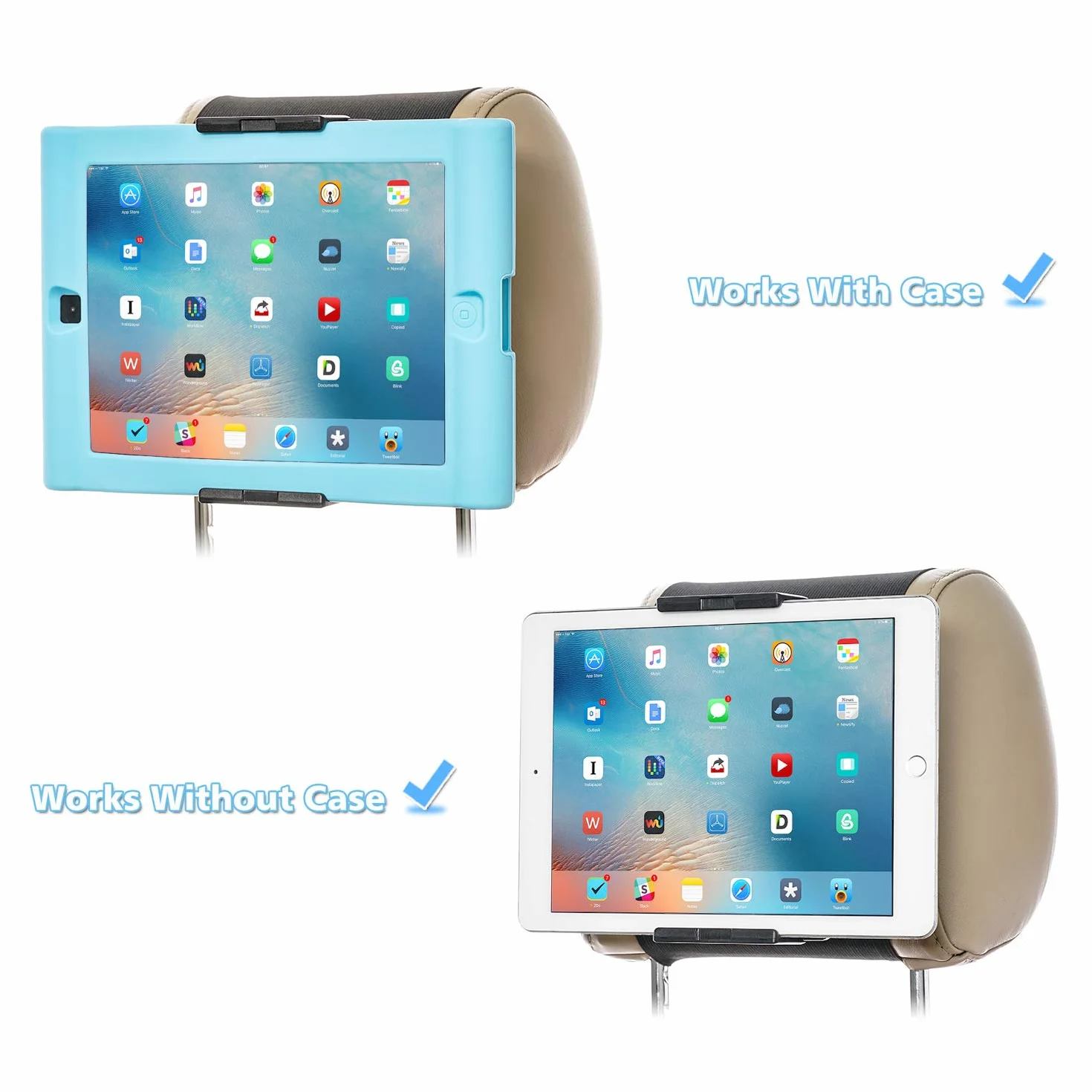 Supporto per poggiatesta auto, per tablet e telefoni con schermi da 5 a 10,5", per Apple iPhone, iPad Air Mini, Samsung Galaxy, Nintendo Switch