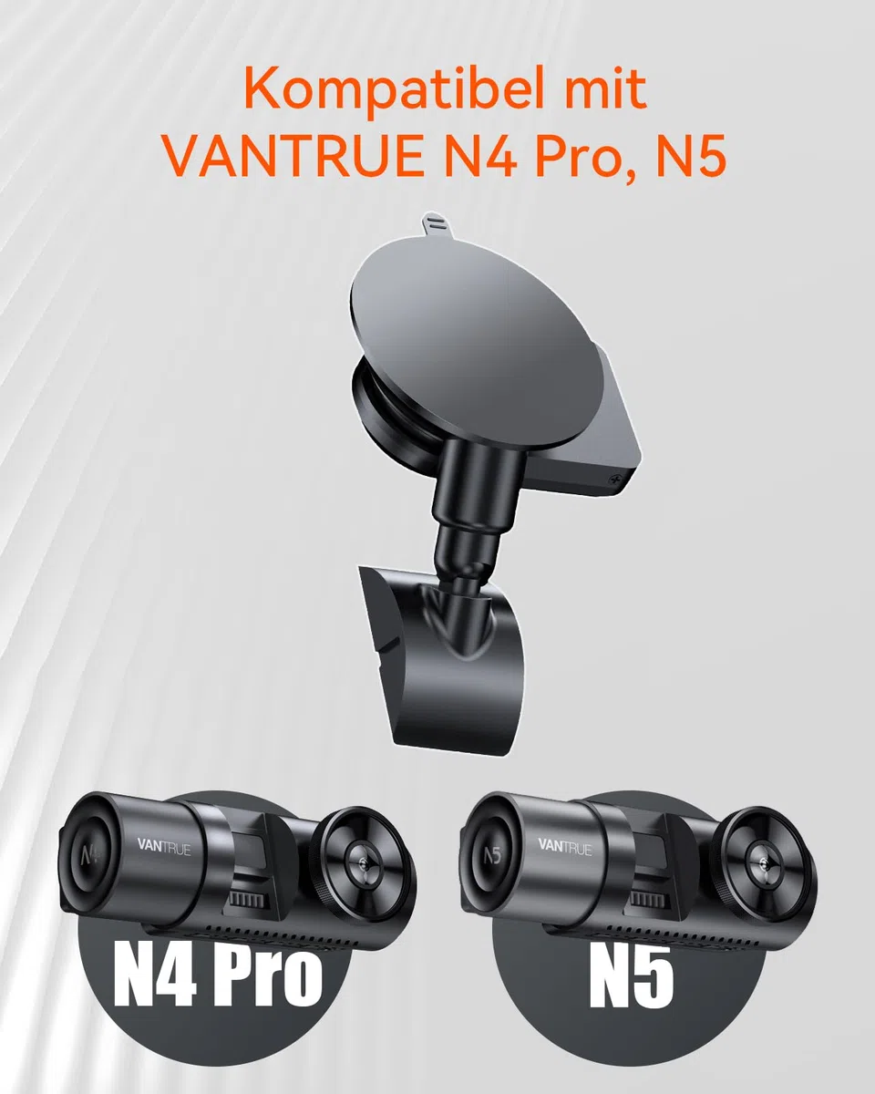VANTRUE N5/N4 Pro - Supporto a ventosa per fotocamera, con porta USB-C e rilevatore GPS (velocità, posizione, percorso)