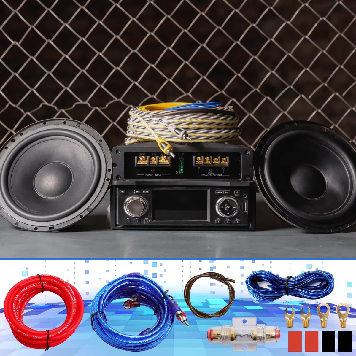 Kit Cavi per Amplificatori per Auto, Ticeed 10GA Cavi per Amplificatore Cablaggio Subwoofer Auto Subwoofer Audio AMP RCA per Auto