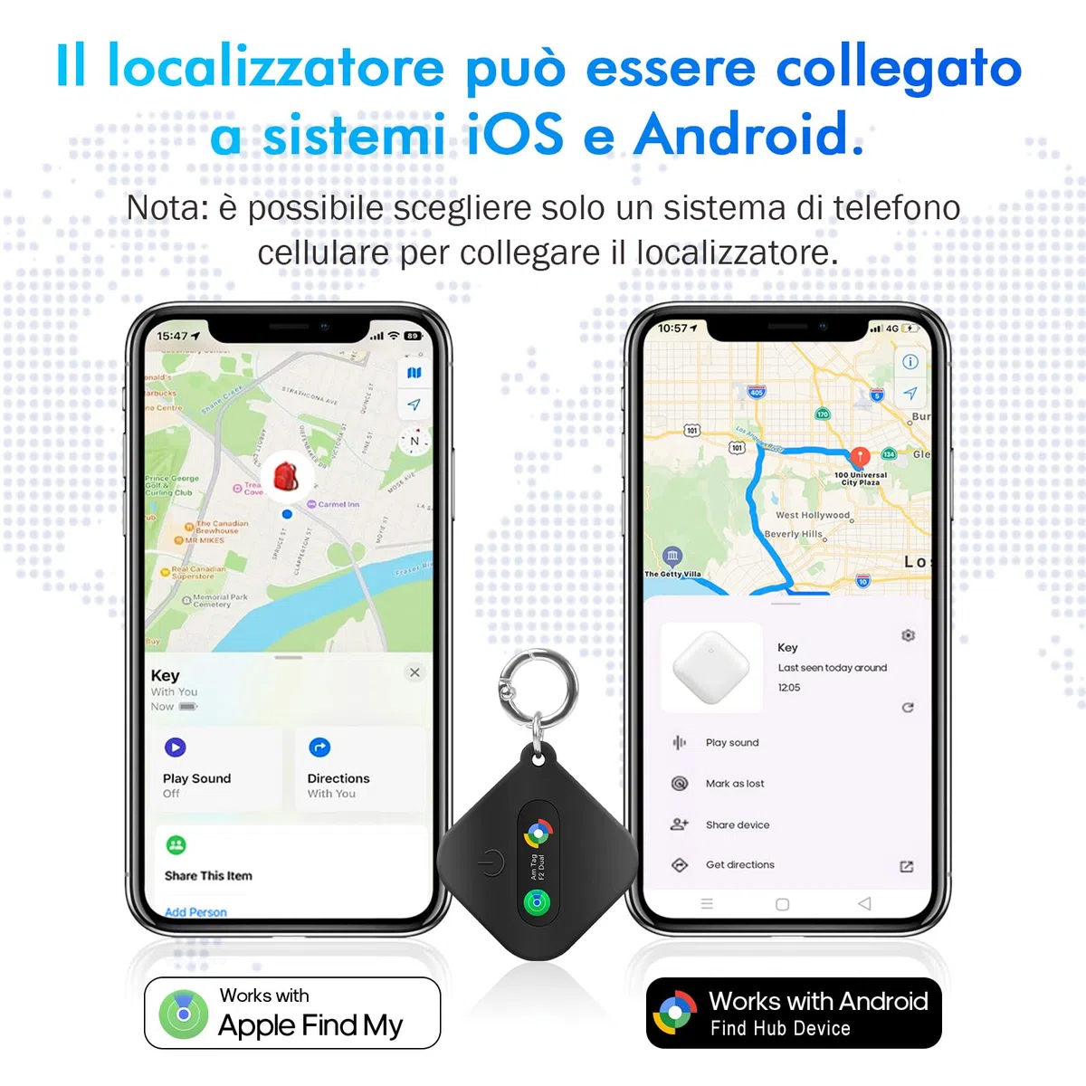 Smart Tag Trova Chiavi Compatibile con iOS Find My APP o Android Find Hub IP67 impermeabile batteria CR2032 sostituibile Bluetooth Tracker Finder per chiavi bagagli/borse/valigia/portafoglio