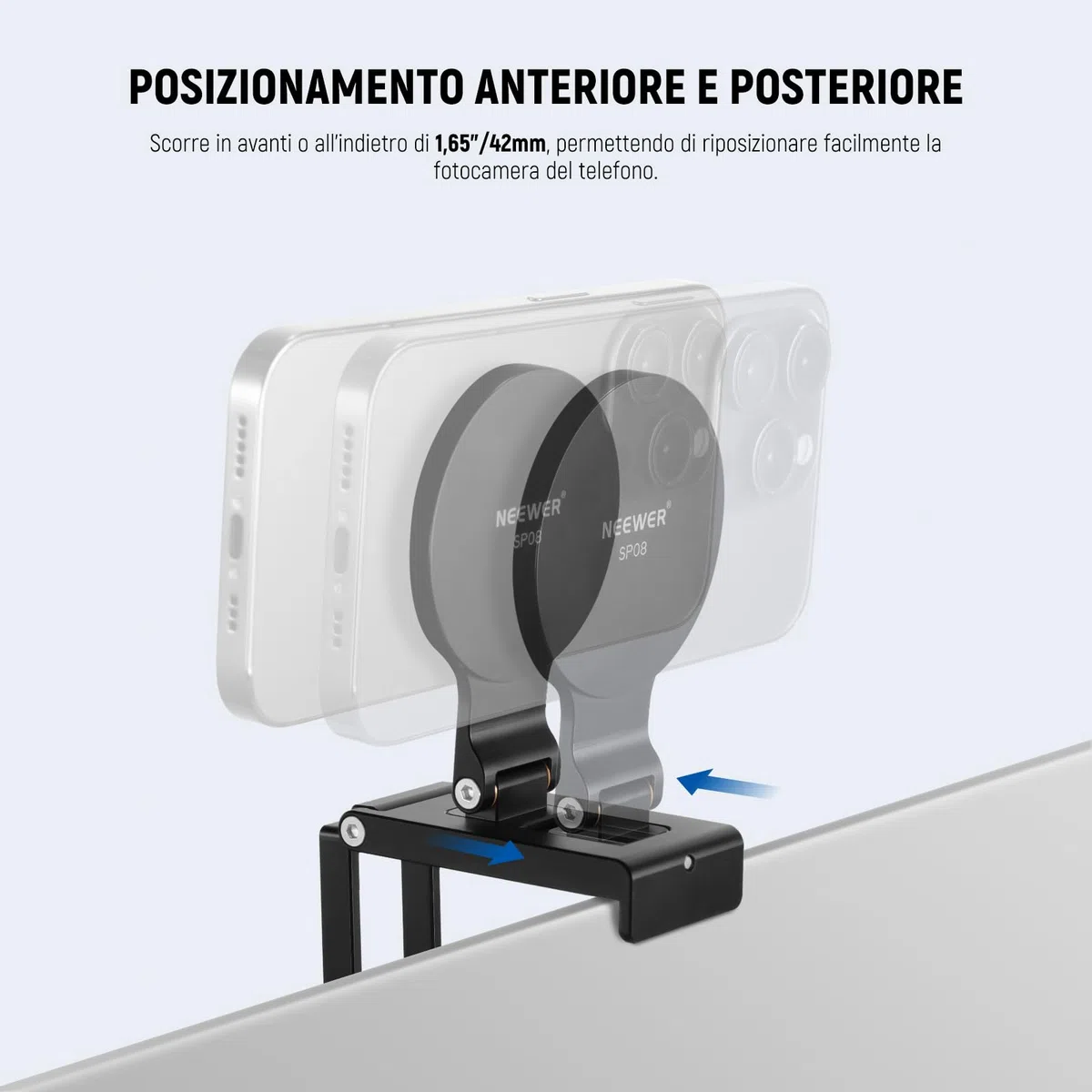 Neewer Supporto Fotocamera Continuity per Monitor da Scrivania, Attacco Magnetico Pieghevole per Telefono/Fotocamera/Webcam con Base Arca, Compatibile con MagSafe iPhone iMac Mac Laptop Samsung, SP08