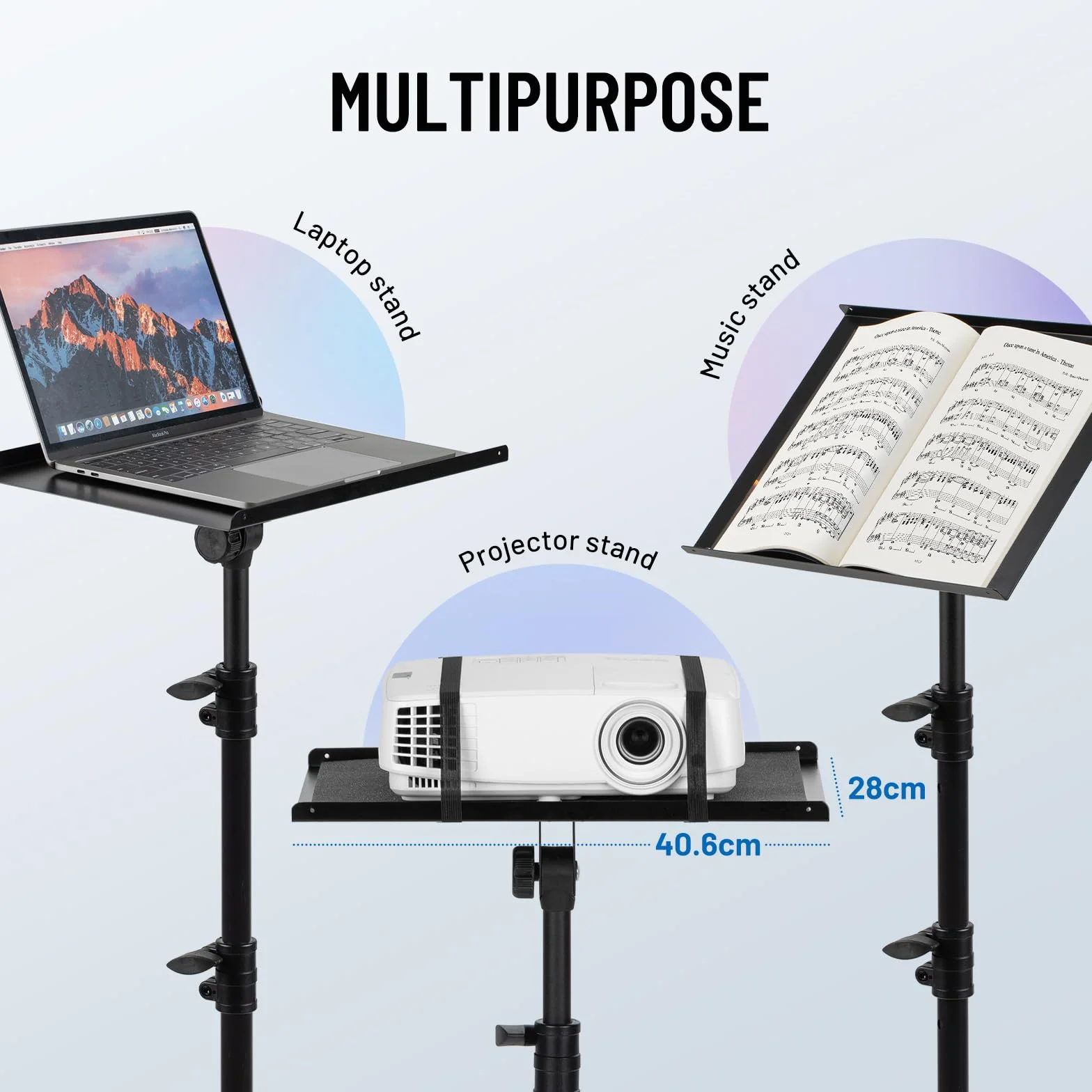 CAHAYA Supporto per Proiettore da Terra Altezza Regolabile stand Universale per Laptop PC Videoproiettore… (Stile Treppiede Stabile)