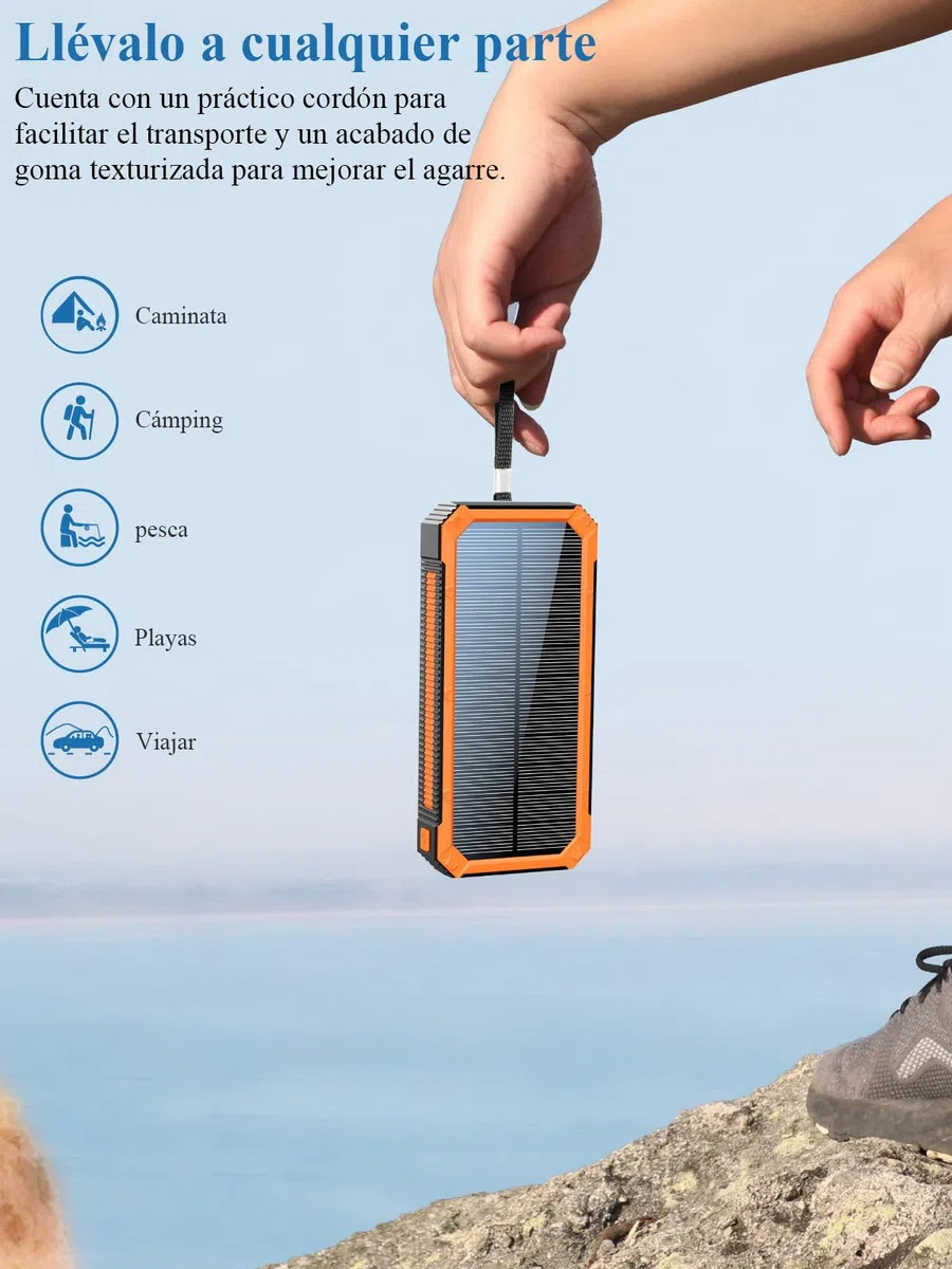 Caricatore solare 20000mAh PD20W Batteria esterna Solar Power Bank Caricabatterie portatile USB C Ricarica Rapida Compatibile con Tablet Telefono