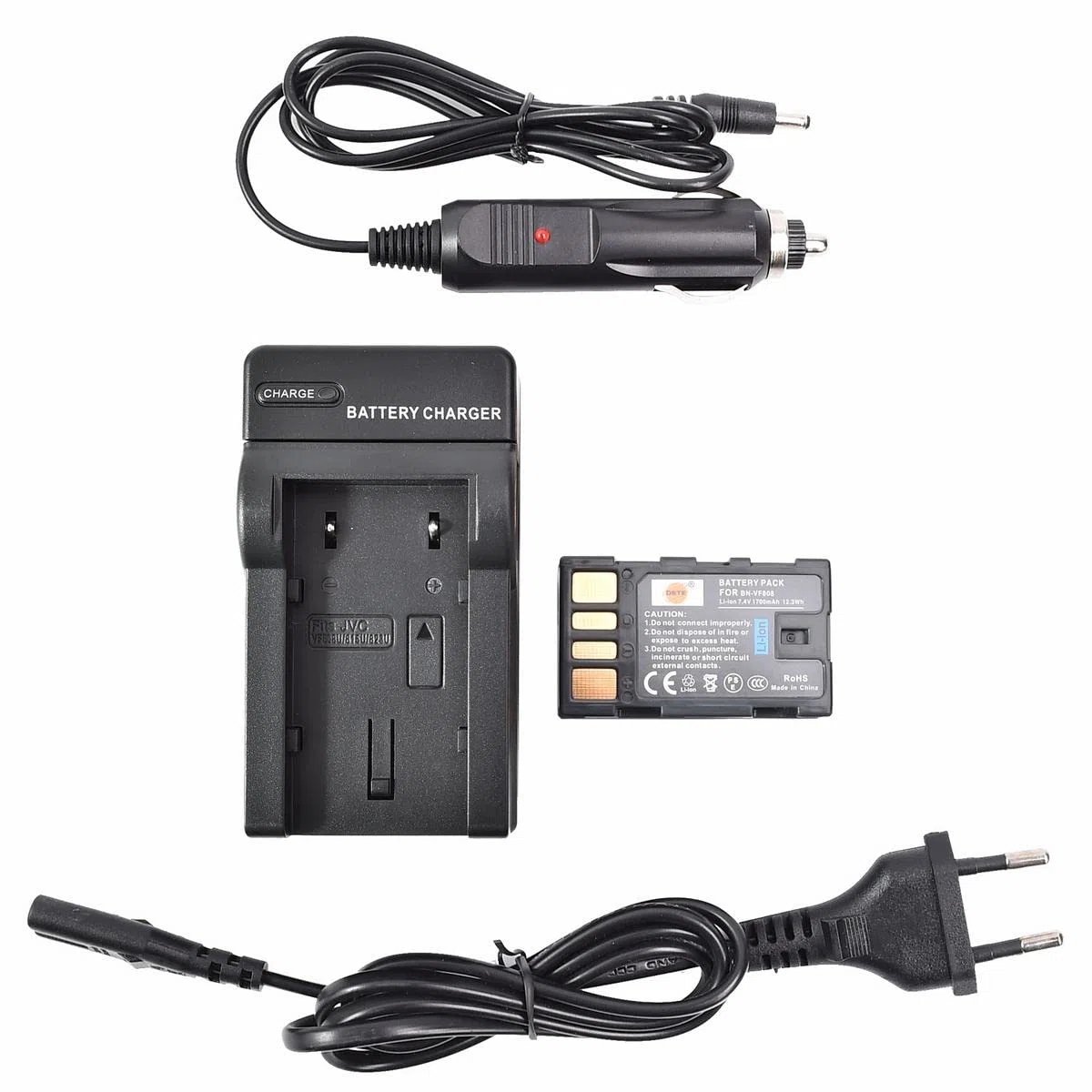 DSTE BN-VF808 BN-VF808U Batteria + Caricabatteria Compatible per JVC GZ-MG130 GZ-MG132 GZ-MG135 GZ-MG148 GZ-MG150 GZ-MG155 GZ-MG175 GZ-MG275