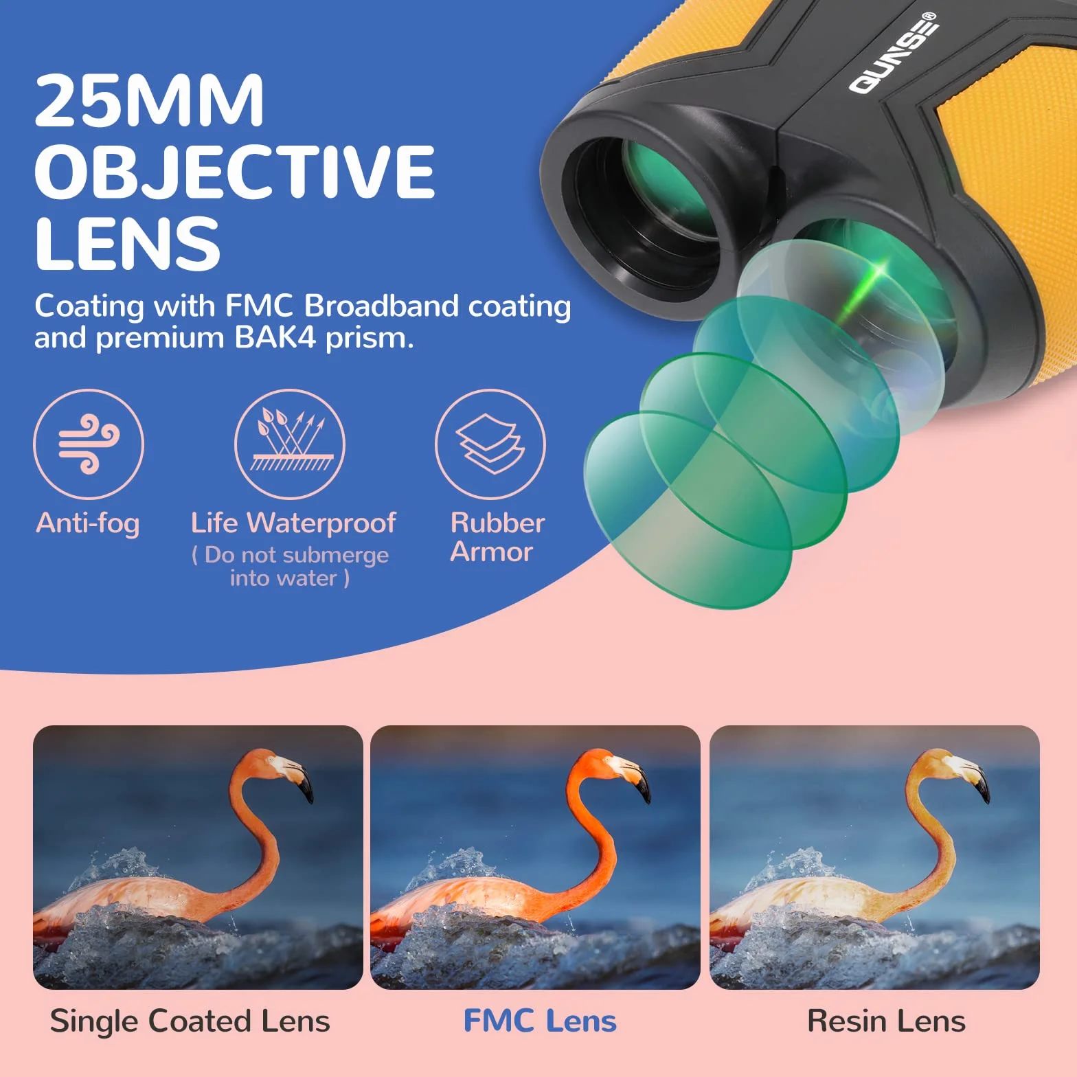 12x25 Compatto Binocolo con Oculare Grande per Adulti e Bambini, Mini binocolo compatto per Birdwatching, Teatro, Concerti, Caccia e Sport