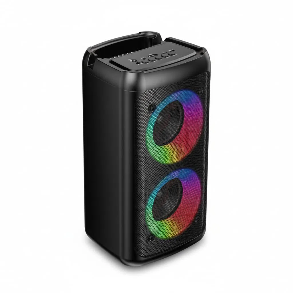 Altoparlante Bluetooth BSL-S21 con illuminazione sugli altoparlanti | 2 altoparlanti da 4 pollici | 20 W | Microfono in omaggio | Batteria da 2400 mAh | Lettore MP3 tramite USB | Ricarica USB-C