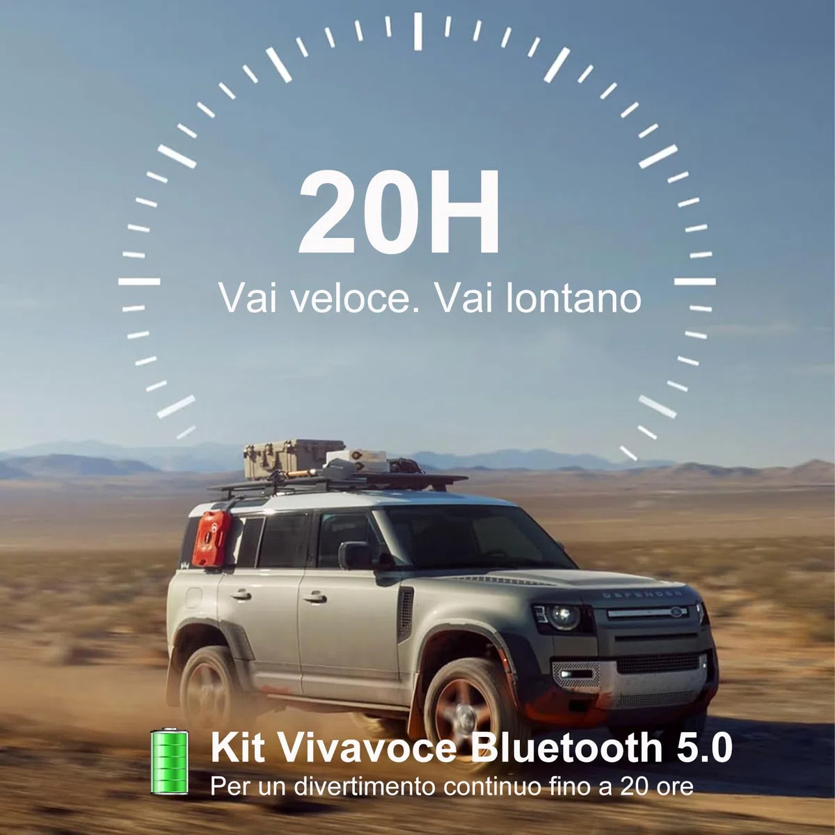 Kit Vivavoce Bluetooth 5.0 per Auto, Microfono Integrato,Vivavoce da Auto Bluetooth per Chiamate Viva Voce, Musicale, GPS, Connettività Dual Link, iOS Siri e Vocale Assistant
