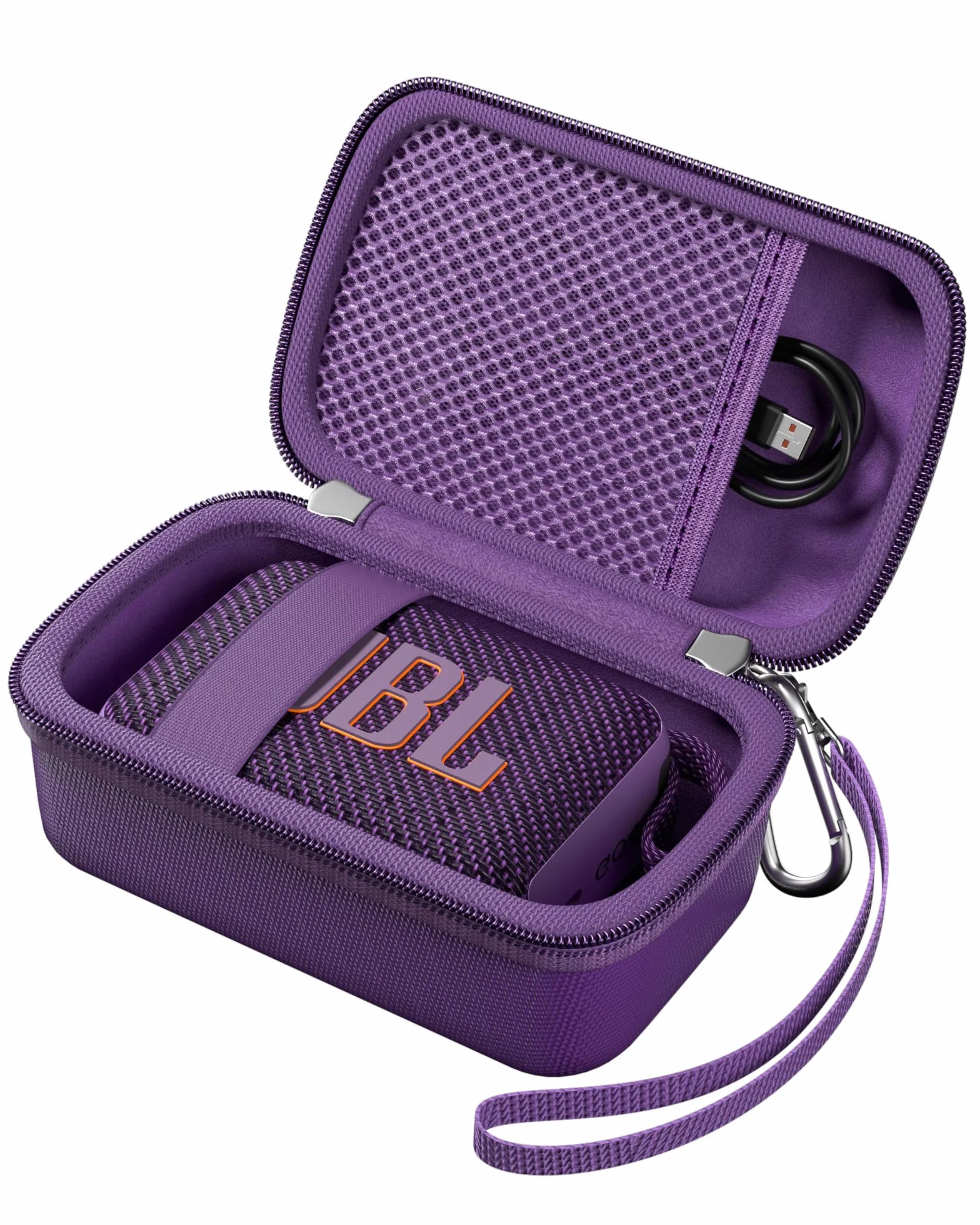 ProCase Custodia da Viaggio per JBL Go 4 /Go 3/Eco Ultra/Go Essential 2, Custodia Protettiva per JBL Mini con Taschino Rete e Cinturino -Viola