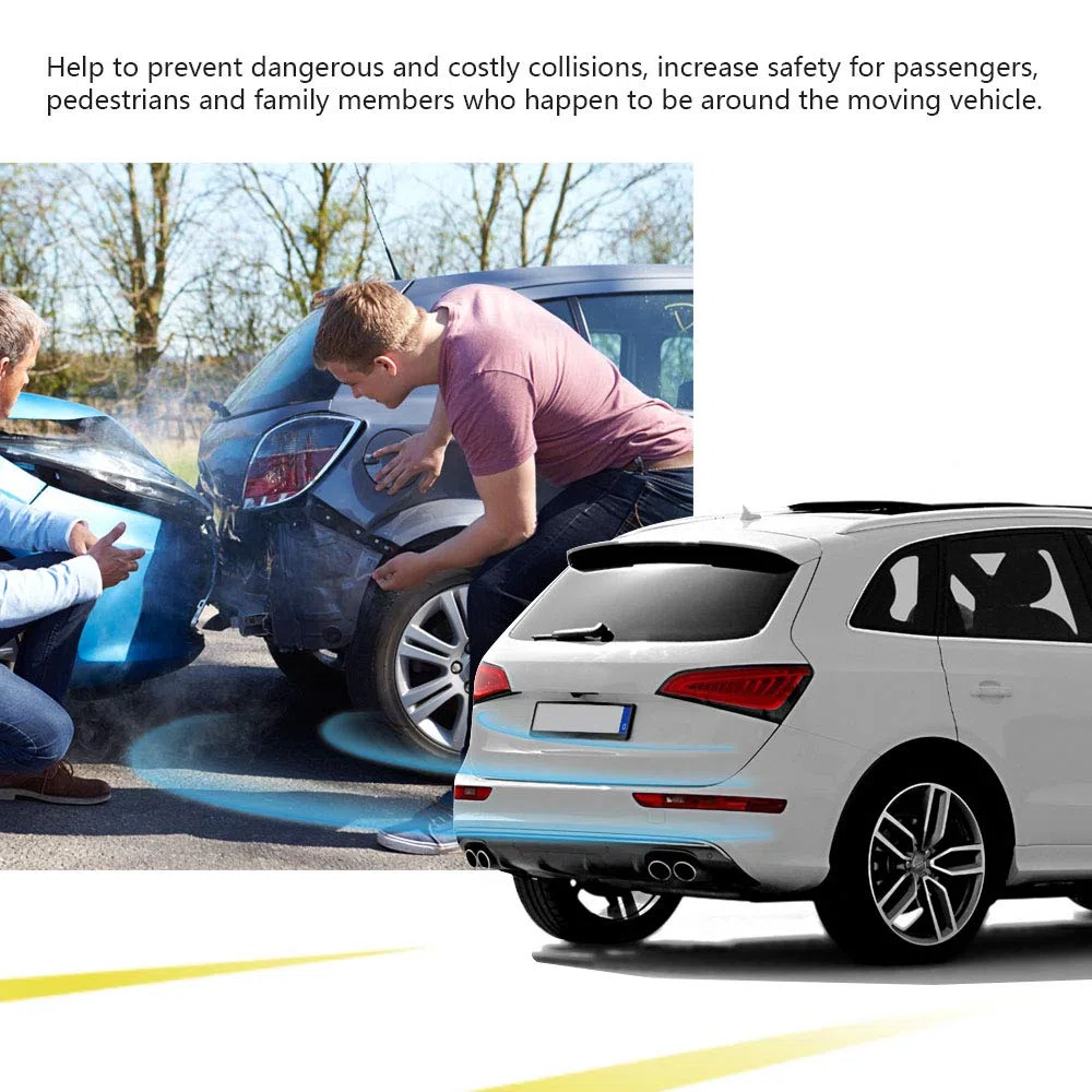 KAOLALI Sensori Parcheggio Auto 4 Sensori di Parcheggio Posteriori, Kit Sensori di Parcheggio Posteriori, Acustico Auto Reverse Backup di Sistema (Nero)