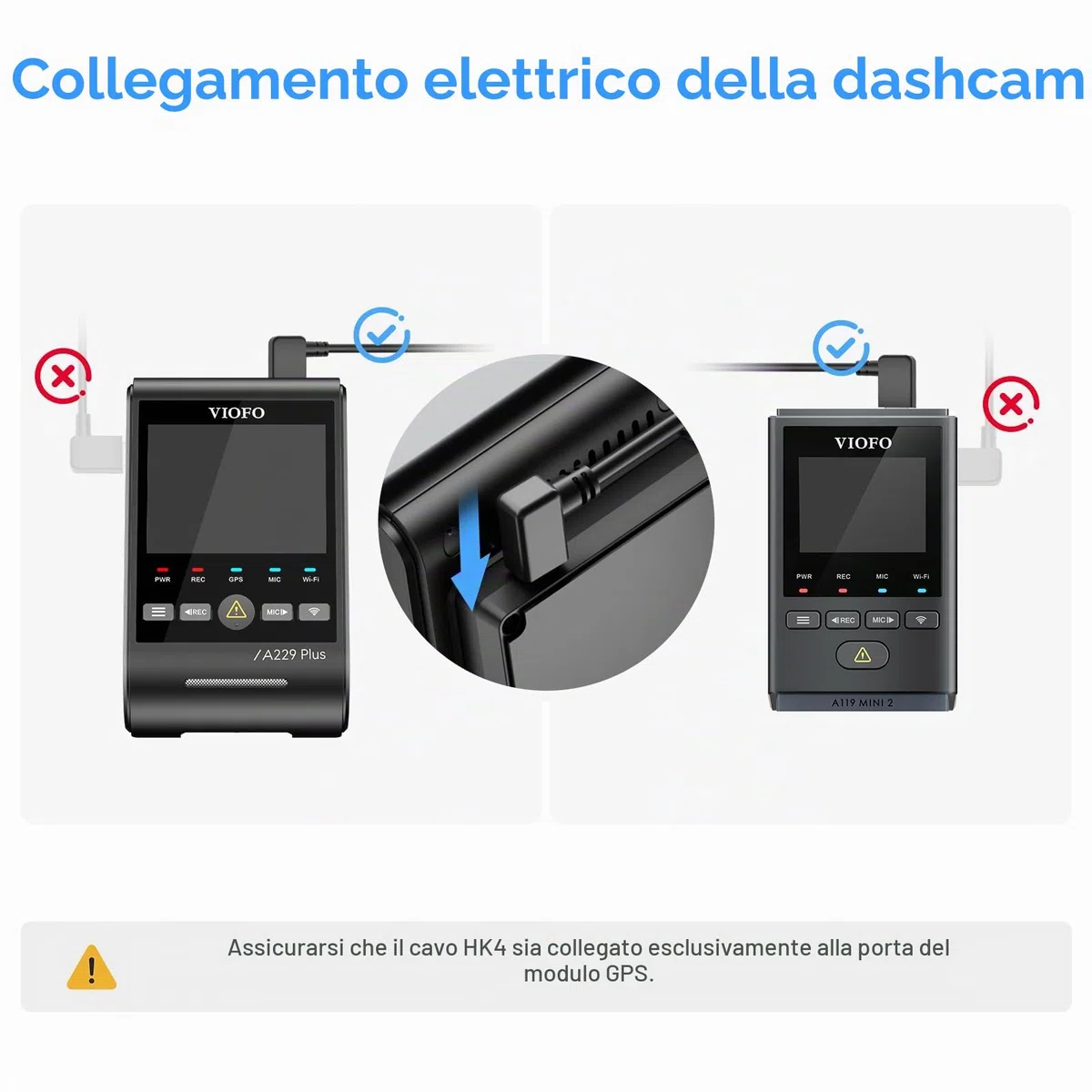 VIOFO HK4 Acc HardWire Kit per A329/T130/A119 Mini 2/WM1/A229/A139 Serie, attiva modalità parcheggio e protezione bassa tensione, fusibile richiesto