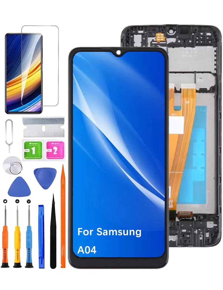 Display di ricambio per schermo LCD Samsung Galaxy A04 A045F A045F/DS Display Touch Digitizer Assembly Kit parti di riparazione (nero con cornice)