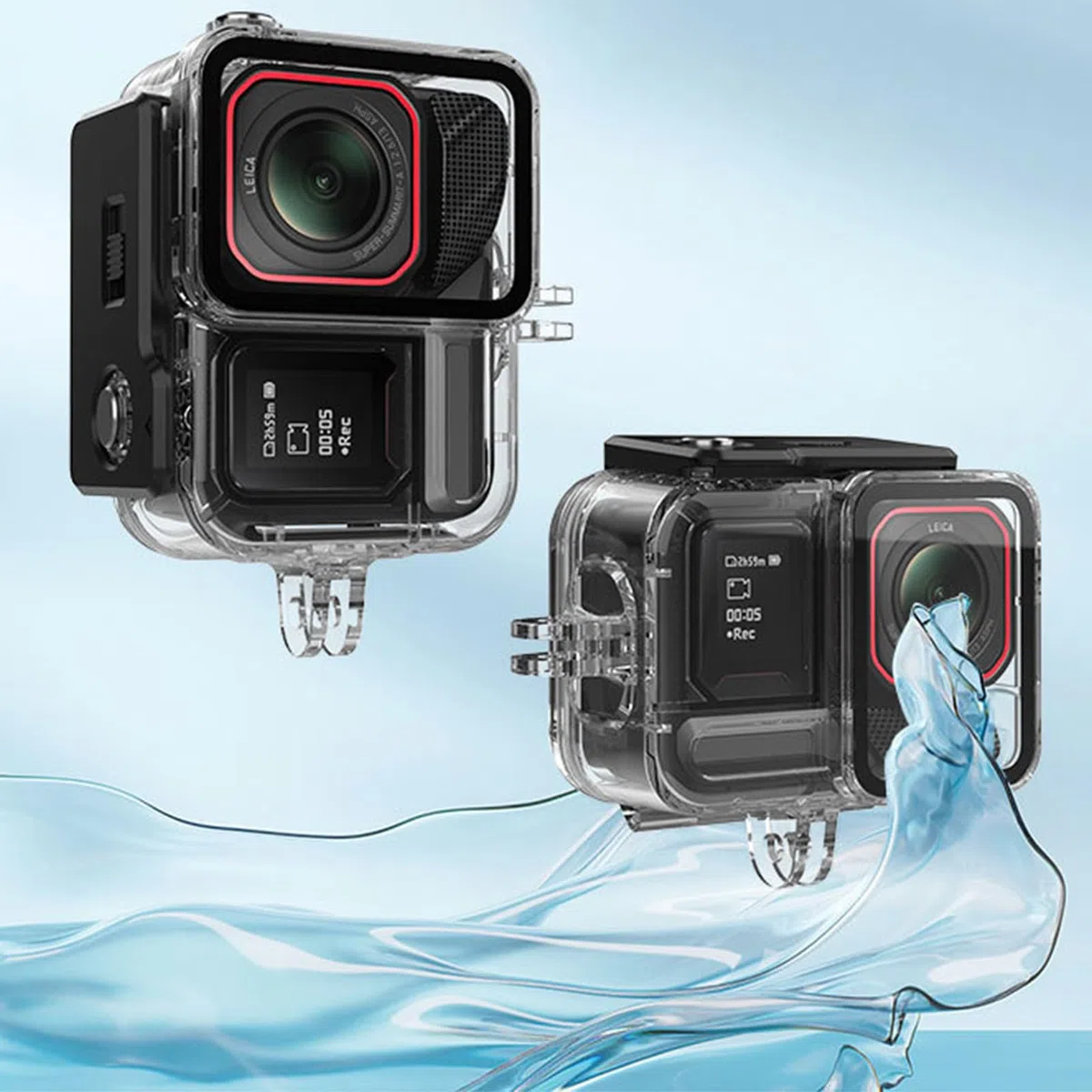 Custodia impermeabile per Insta360 Ace Pro 2, 45M Subacquea Case Non scarica Microfono Copertura, Orizzontale-verticale Custodia protettiva Accessori per Insta360 Ace Pro 2