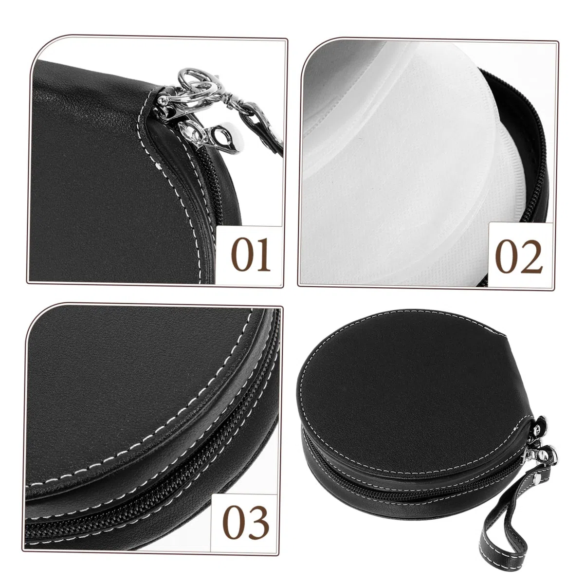 PartyKindom Porta CD per Auto capacità 20 Dischi, Custodia Sottile e Compatta in Pu Nero, Facile da Pulire Design Elegante, per Casa e Viaggio
