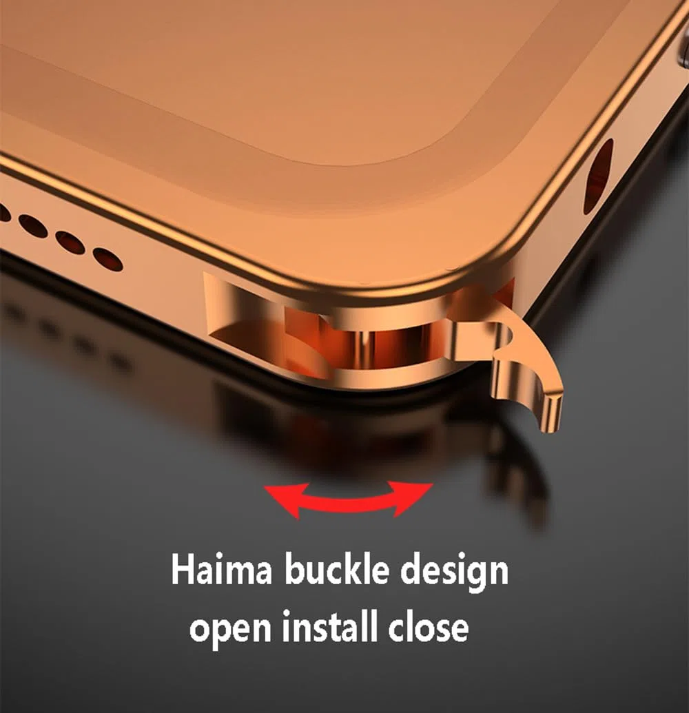 Custodia protettiva per iPhone 17 Pro, telaio in lega di alluminio aeronautico, antiurto, senza cover posteriore, design con dissipazione del calore (arancione)