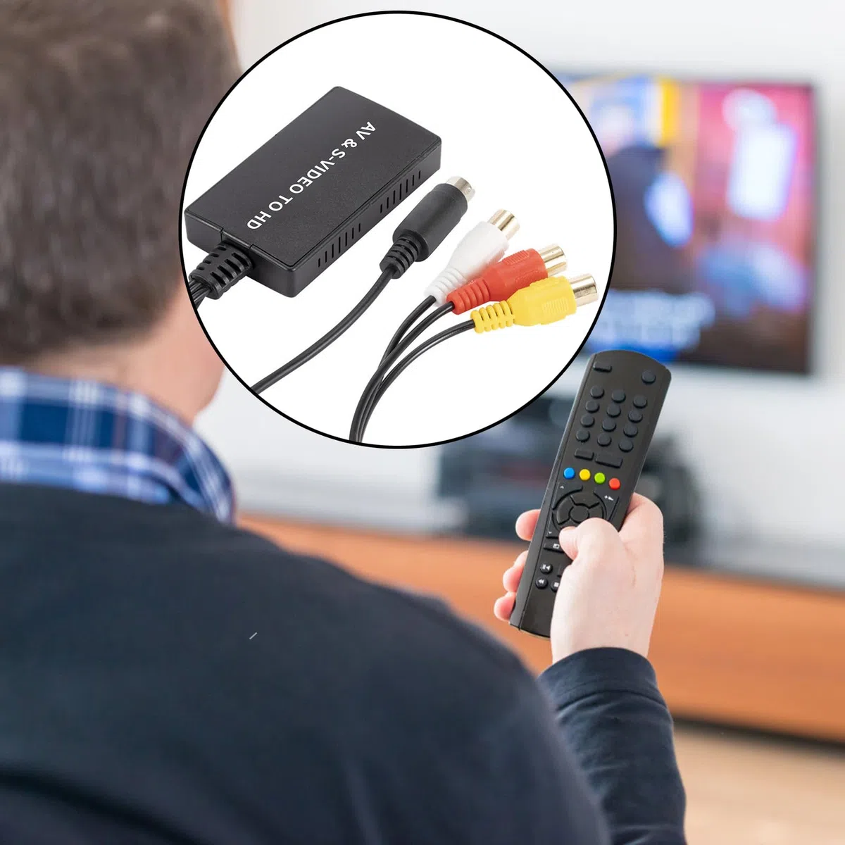 iFCOW Convertitore da AV a HDMI, adattatore da RCA a HDMI AV+ S- video a HDMI, supporta 1080p NTSC/PAL per PC, laptop, TV, lettori DVD