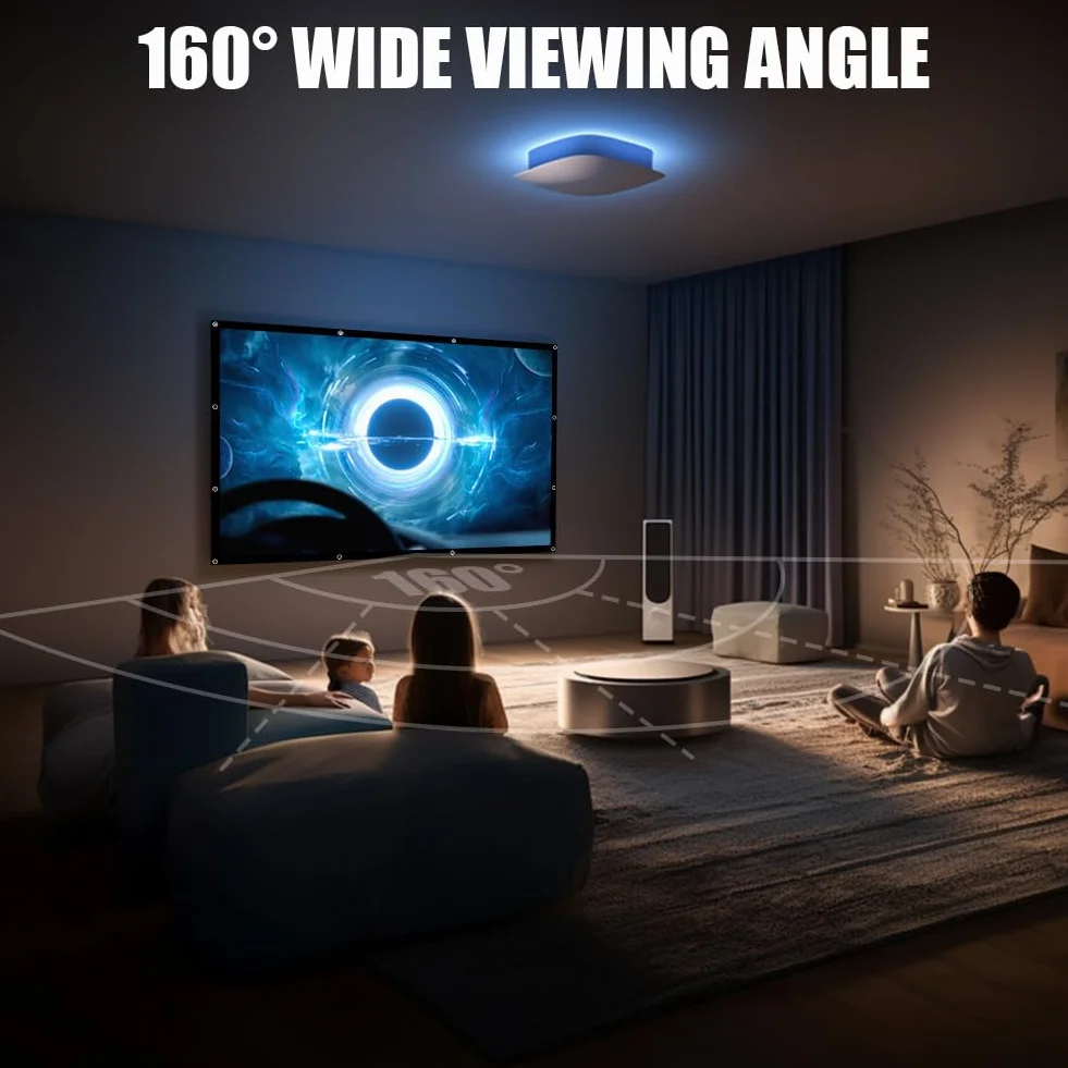 Proiettore di tela 16:9 HD, pieghevole, per home theater, scuola ed esterni, proiettore (120 pollici)