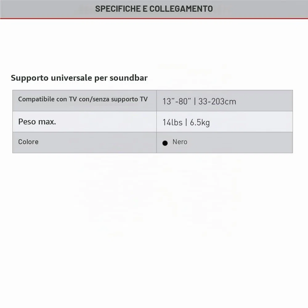 Barkan Supporto Universale per soundbar, per Montaggio sopra o sotto TV, per TV da 13 a 80 Pollici, per la Maggior Parte delle soundbar, può Contenere Fino a 6,5 kg, Facile da Montare