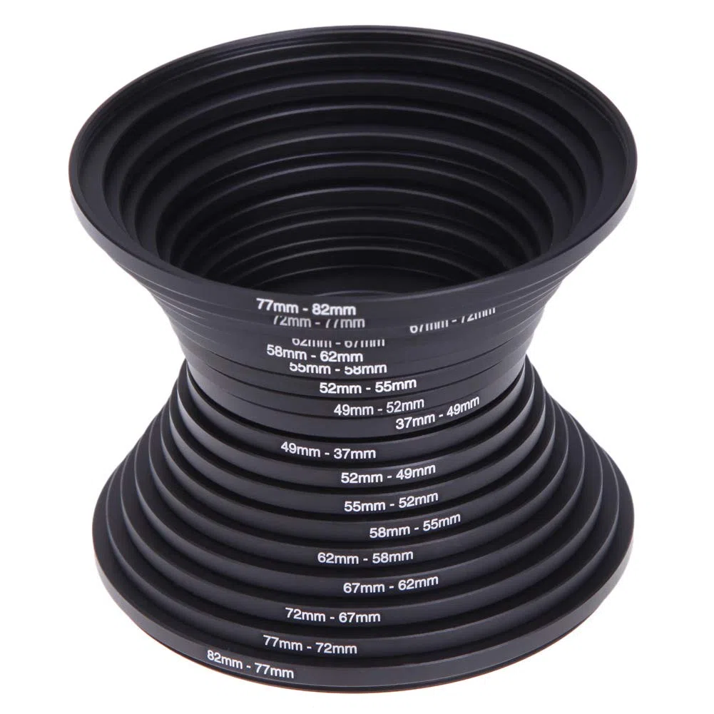 zalati Set di adattatori per anelli filtranti, 18 anelli adattatori in metallo per filtri per lenti fotografiche, 9 anelli Step Up e 9 anelli Step Down