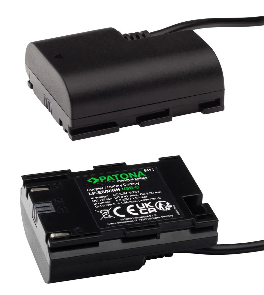 PATONA Dummy Batteria USB-C per Canon LP-E6NH/LP-E6N/LP-E6 – sostituisce accoppiatore VP-DRE6 – per EOS R5 R6 R6II R7 5D Mark II/III 5DS 6D 7D 60D 70D 80D 90D XC10 XC15 – per streaming continuo