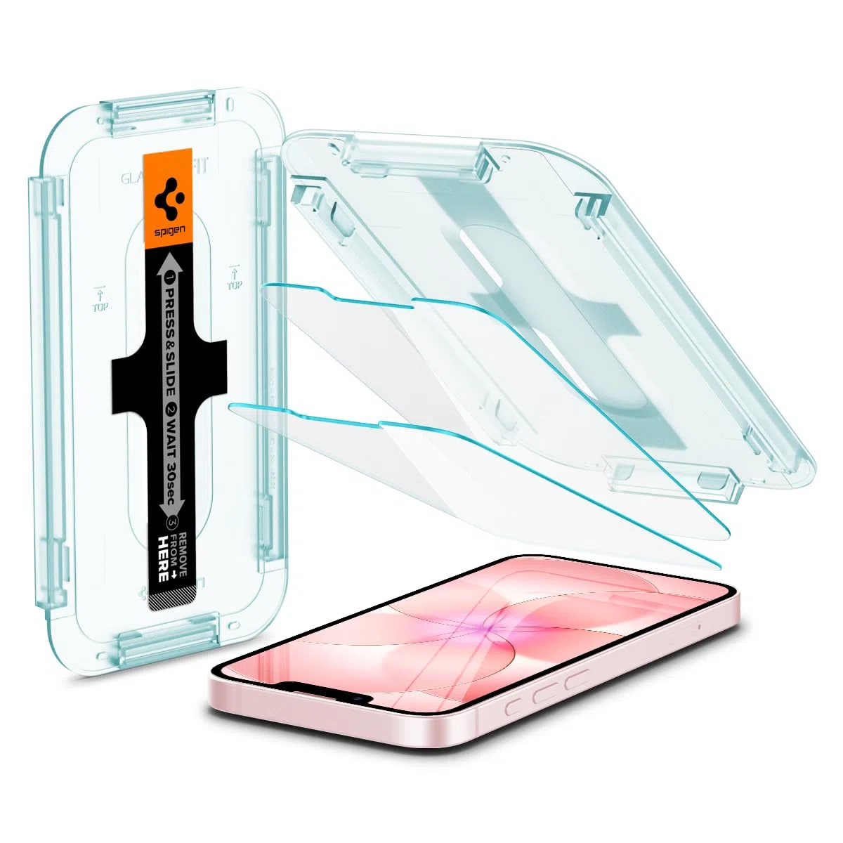Spigen Glas.tR EZ Fit Vetro Temperato compatibile con iPhone 17e, iPhone 16e, iPhone 14, iPhone 13, iPhone 13 Pro, 2 Pezzi, Cristallino, Durezza 9H Pellicola prottetiva