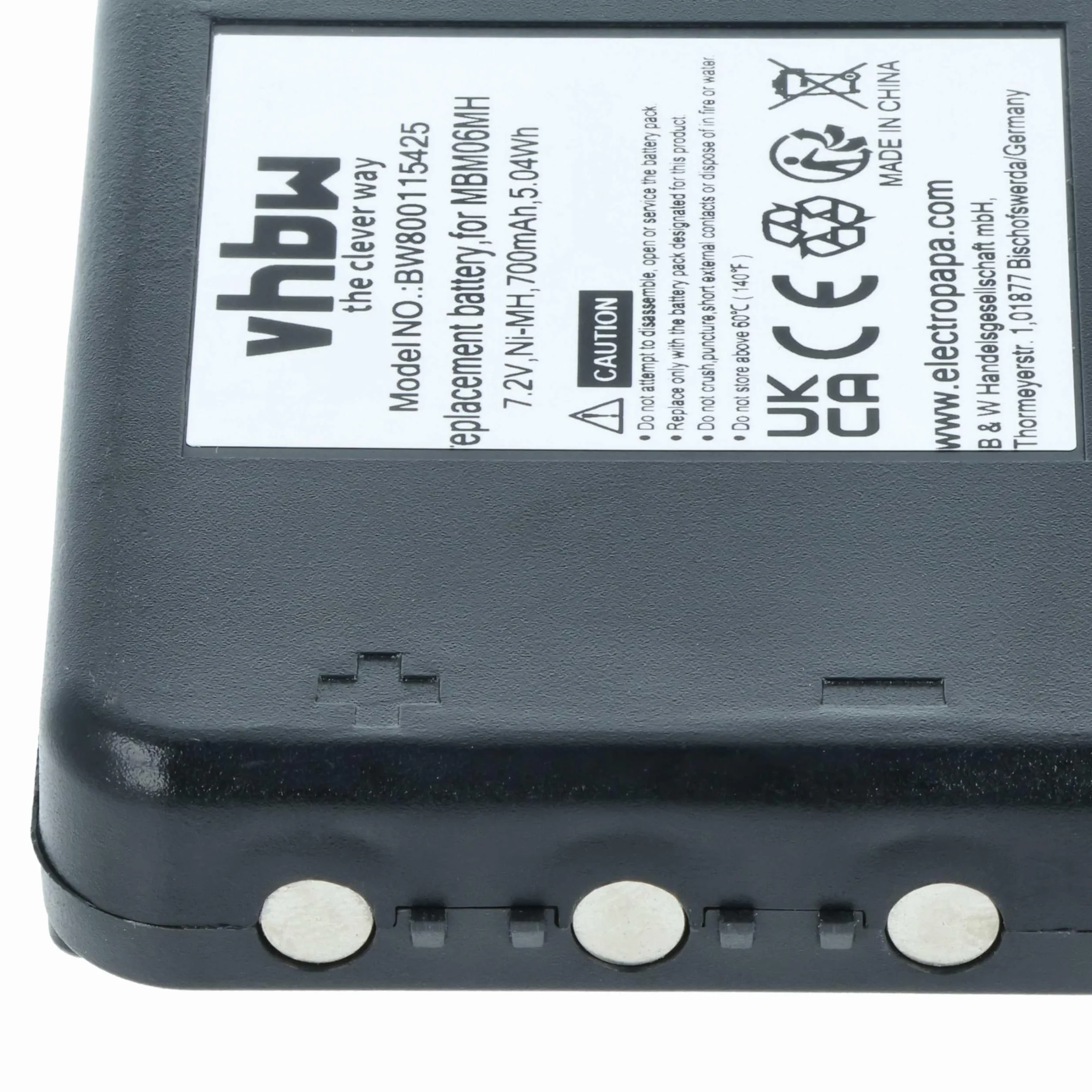 vhbw batteria sostituisce Autec MBM06MH per Radiocomando Industriale, Telecomando (700mAh, 7,2V, NiMH) - Nero