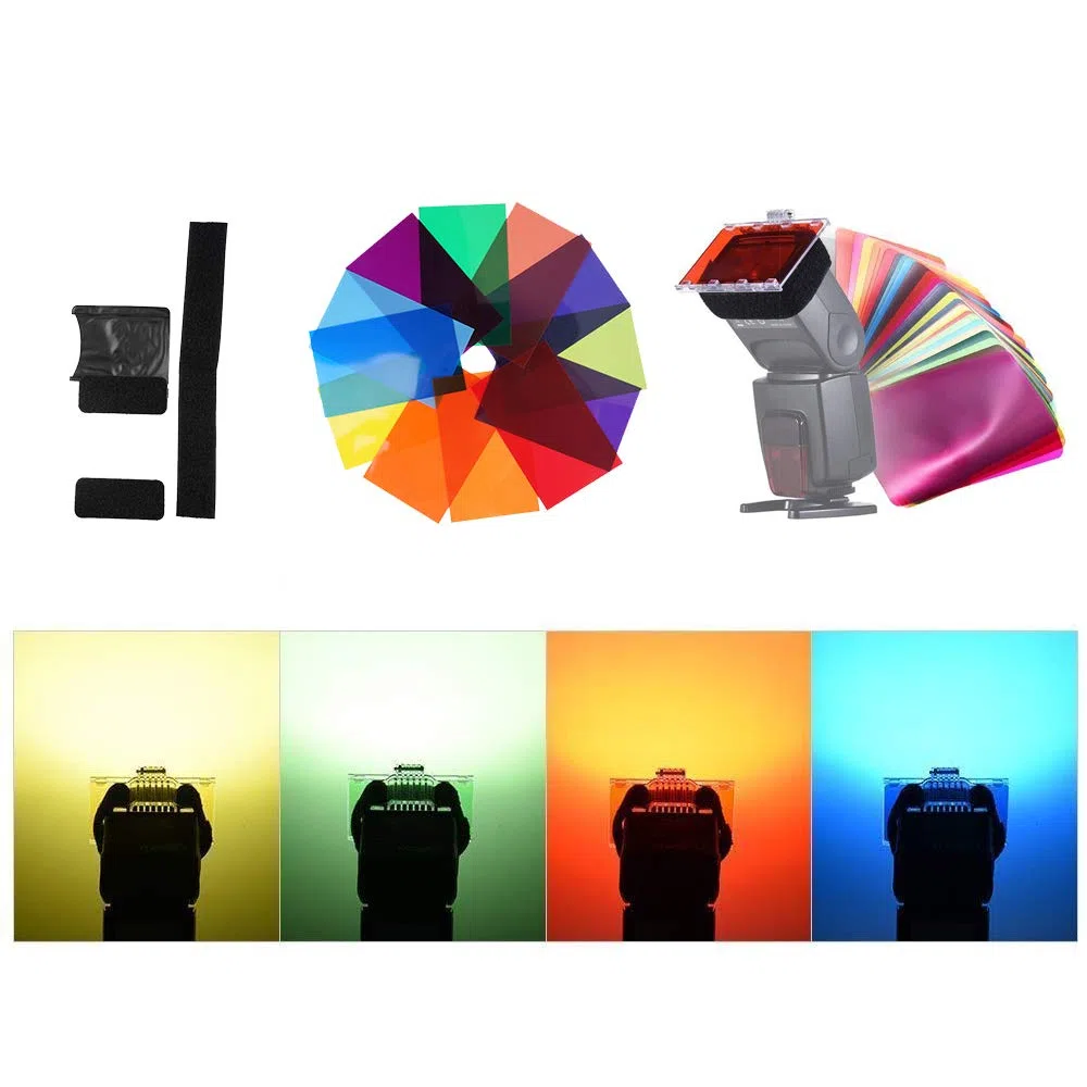 GODOX Kit Filtro Colore Gel 12 pezzi per Testa Piatta Fotocamera Flash Godox TT685 TT600 V860II Thinklite Ving Series
