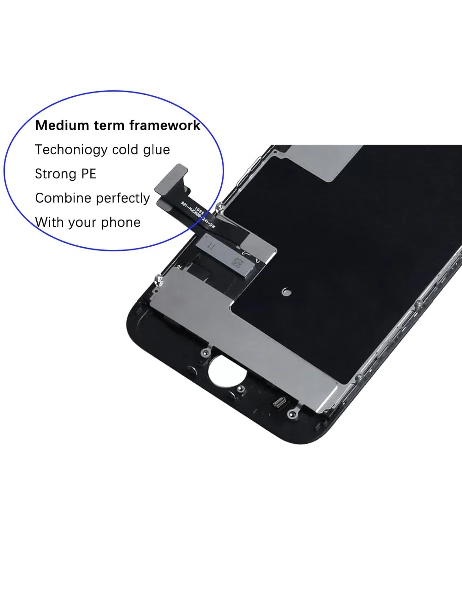 Display per iPhone 8 LCD Schermo di ricambio FHD Touchscreen Digitizer Telaio Assemblaggio con Altoparlante auricolare, Fotocamera frontale, Sensore di prossimità, Adesivo impermeabile, Kit di