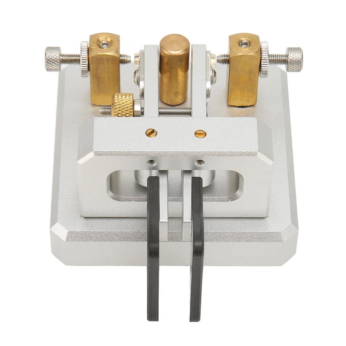 Lazmin112 Chiave con codice Morse a doppia paletta Custodia in acciaio inossidabile portatile per radio HAM Camping SOTA LOTA (Argento)