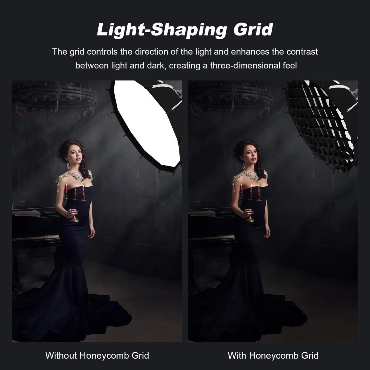 Soonpho 45cm/17.7inch Softbox Parabolico Grandangolare a Sgancio Rapido, Softbox grandangolare d'argento da studio fotografico per MonoLight e Flash con attacco Bowens per GODOX per Neewer per Aputure