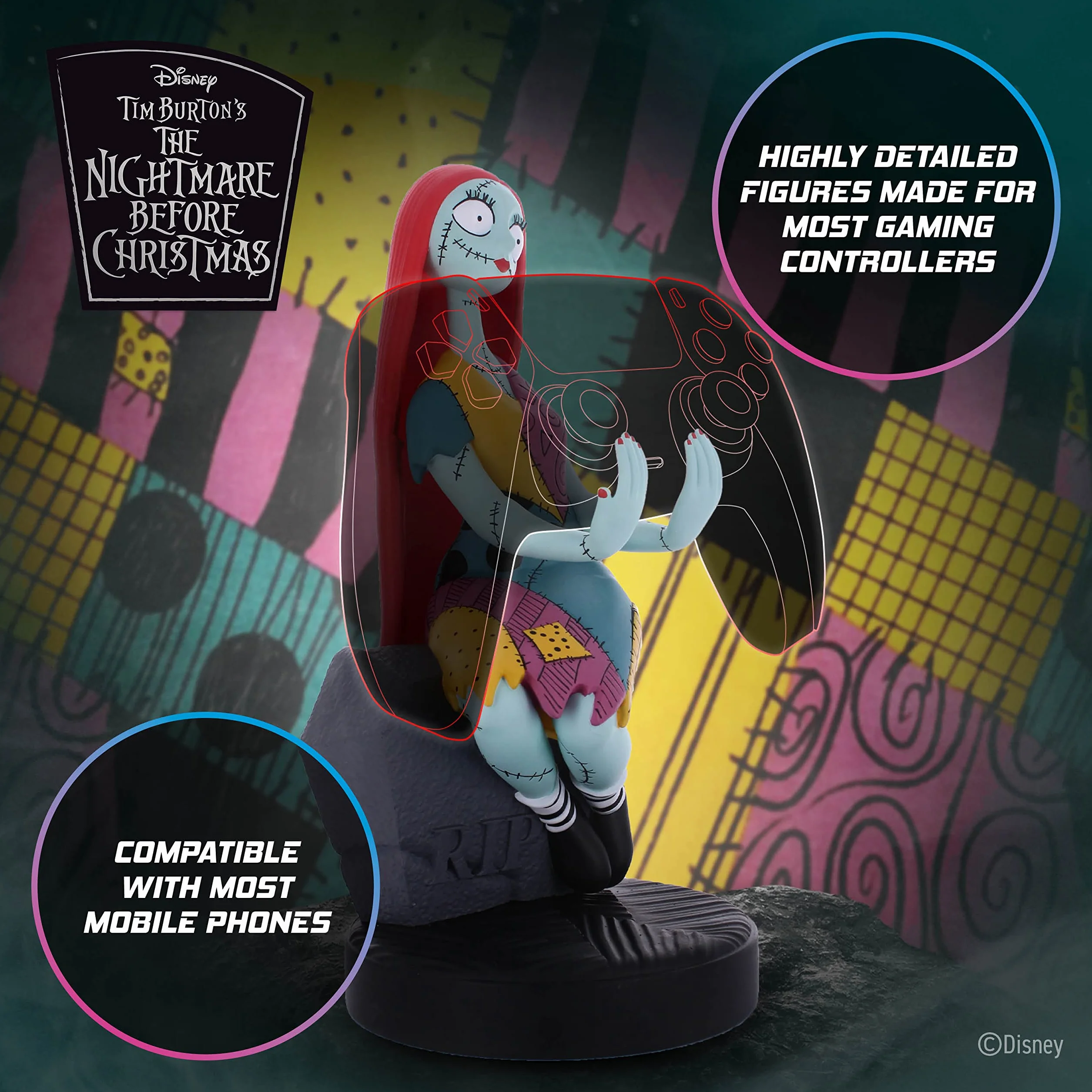 Cableguys The Nightmare Before Christmas Sally Supporto Controller e Telefono - Porta Cellulare Compatibile con Xbox, PlayStation e la Maggior Parte dei Controller, Accessori Gaming