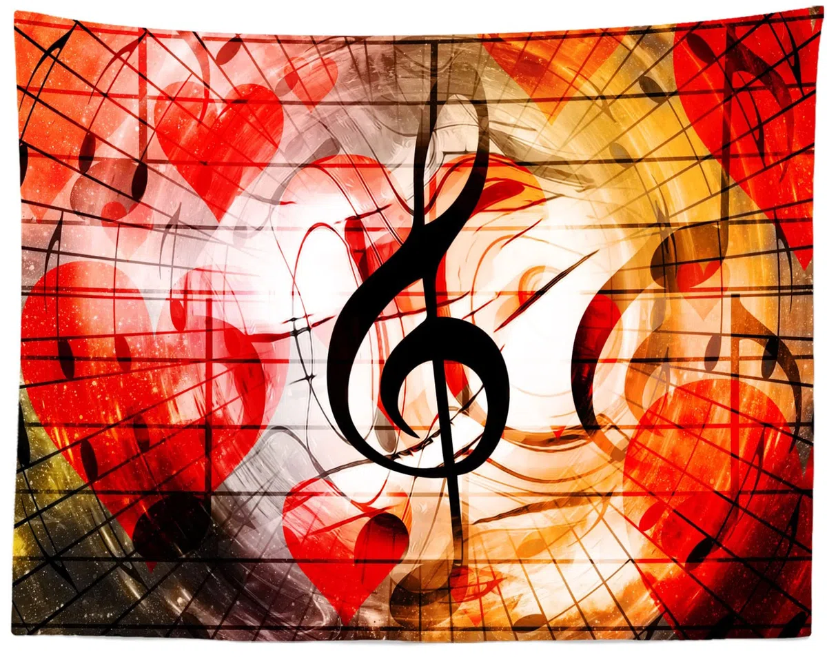 BELECO musicale Note musicali Simbolo Cuore rosso Amore sfondo Palcoscenico Decorazioni per feste a tema Banner Photo Booth